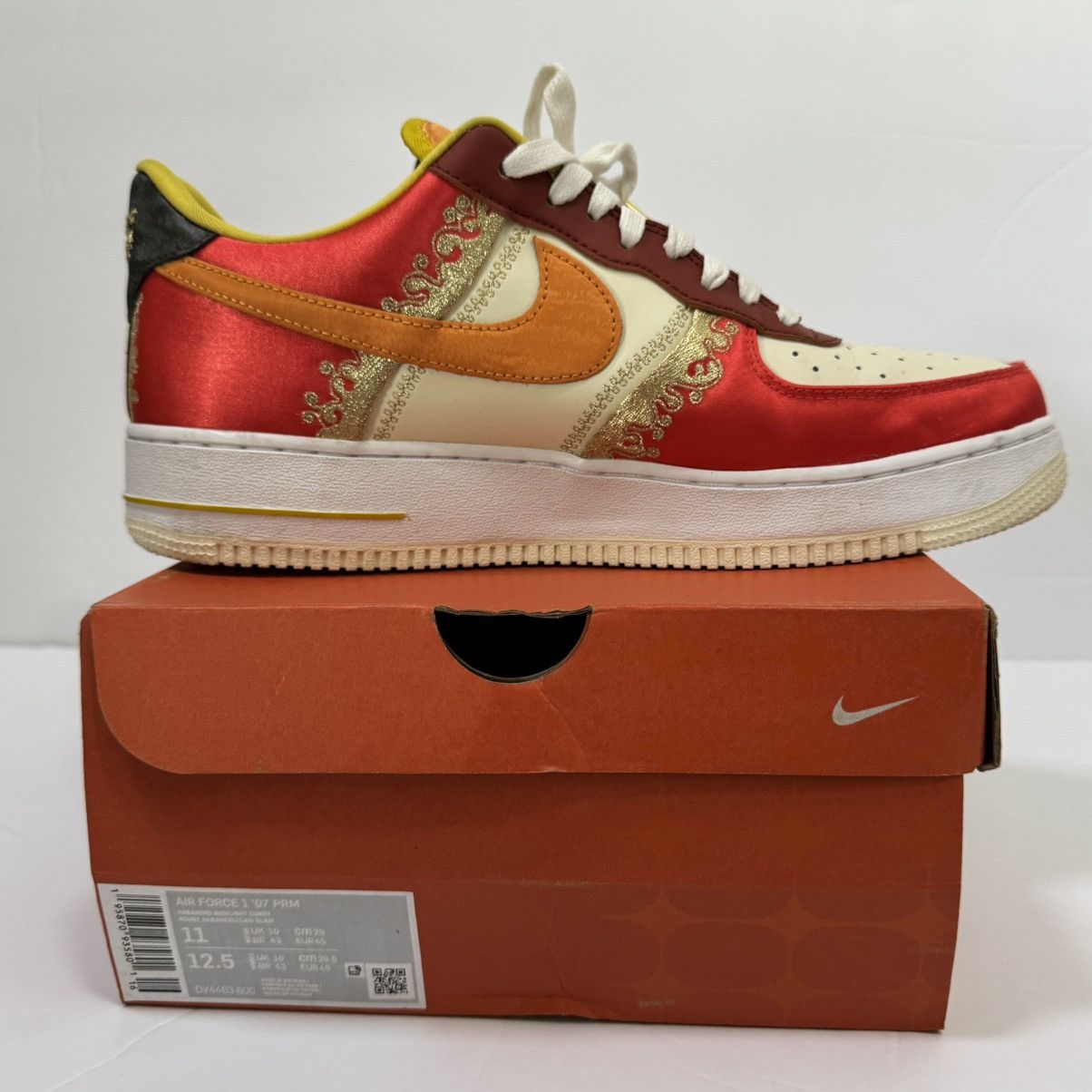 Nike 🔥 Nike Air Force 1 ’07 PRM “Habanero Red / Light Curry” Size US 11 / EU 44 - 4 Thumbnail