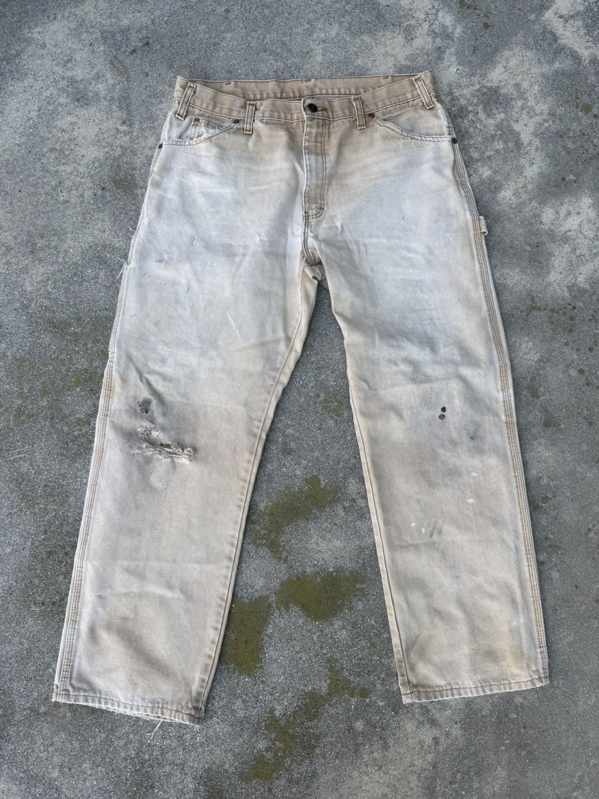 Dickies Vintage Thrashed Dickies Carpenter Pants Khaki Size US 34 / EU 50 - 1 Thumbnail