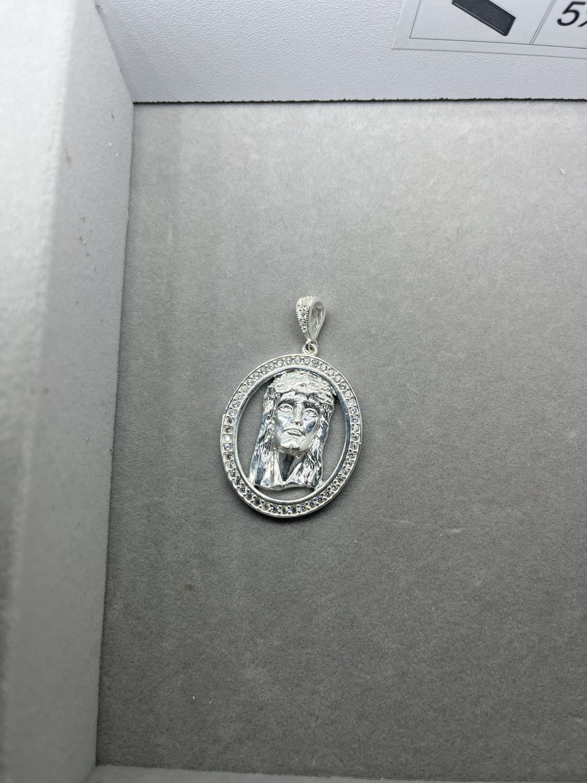 Sterling Silver Italian 925 Silver Jesus Pendant ICED Size ONE SIZE - 4 Thumbnail