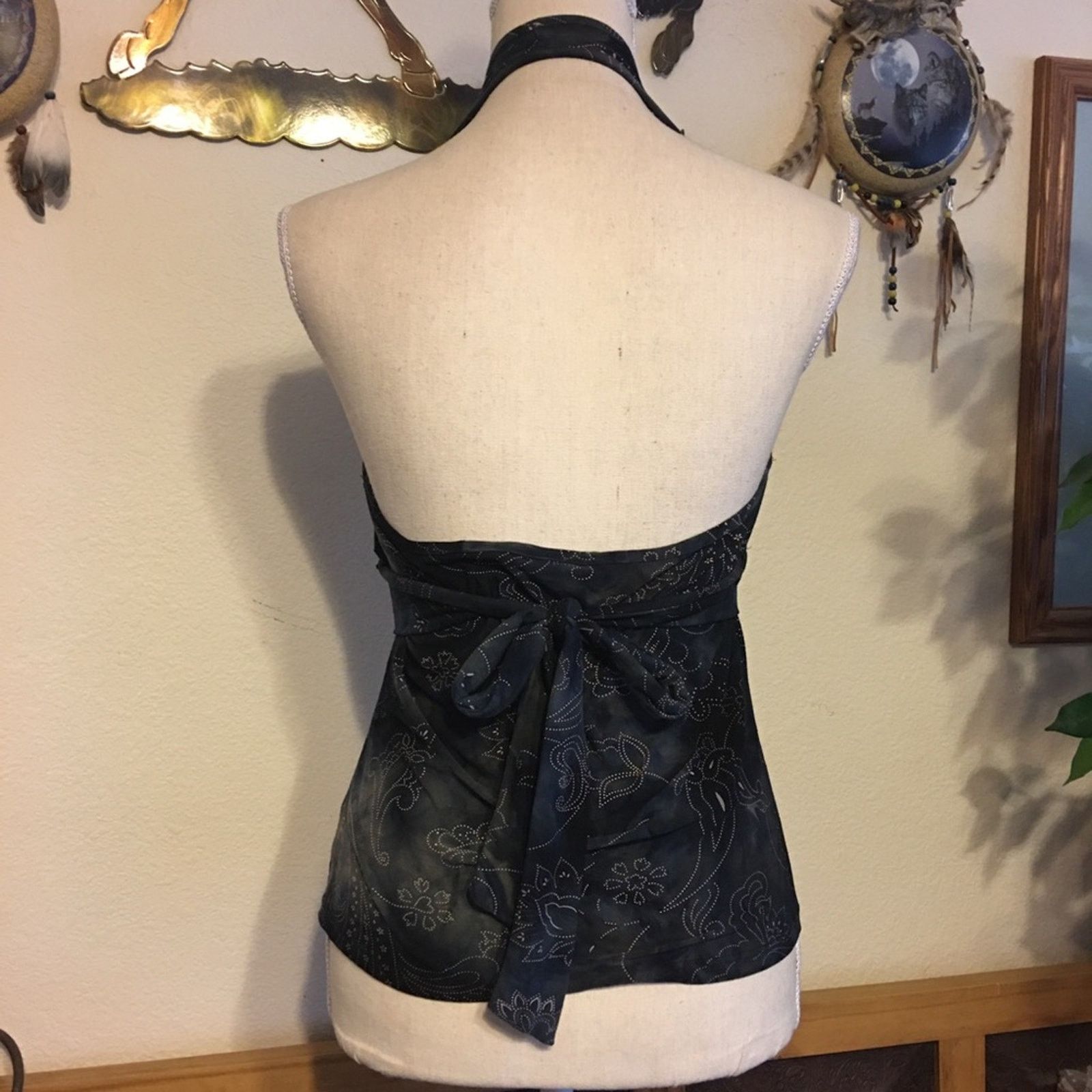 Other Agaci Too Gray floral fleur de lis halter top Size L / US 10 / IT 46 - 5 Thumbnail