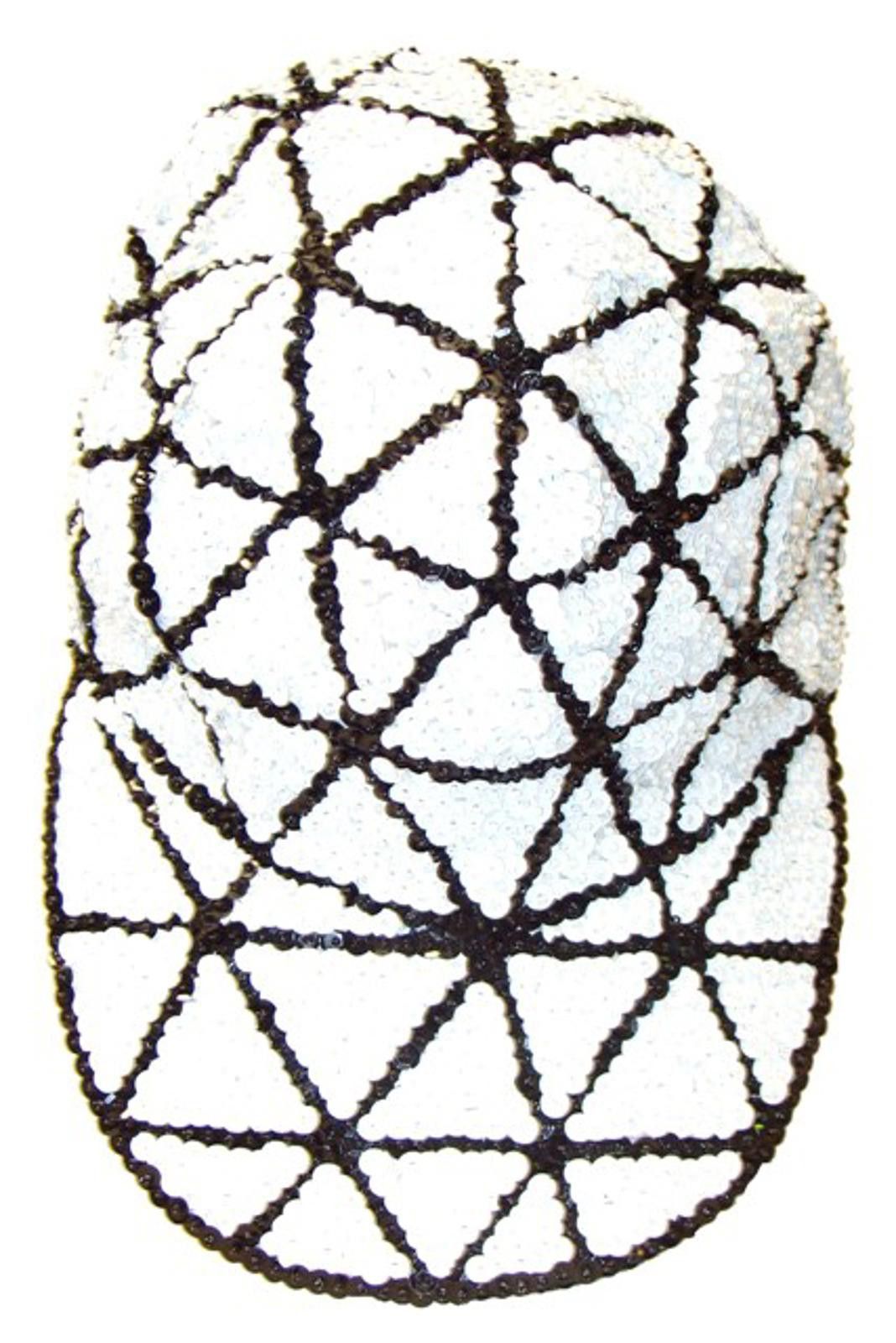 Designer Sequin Baseball Cap BLACK w/ WHITE Size ONE SIZE - 1 Preview