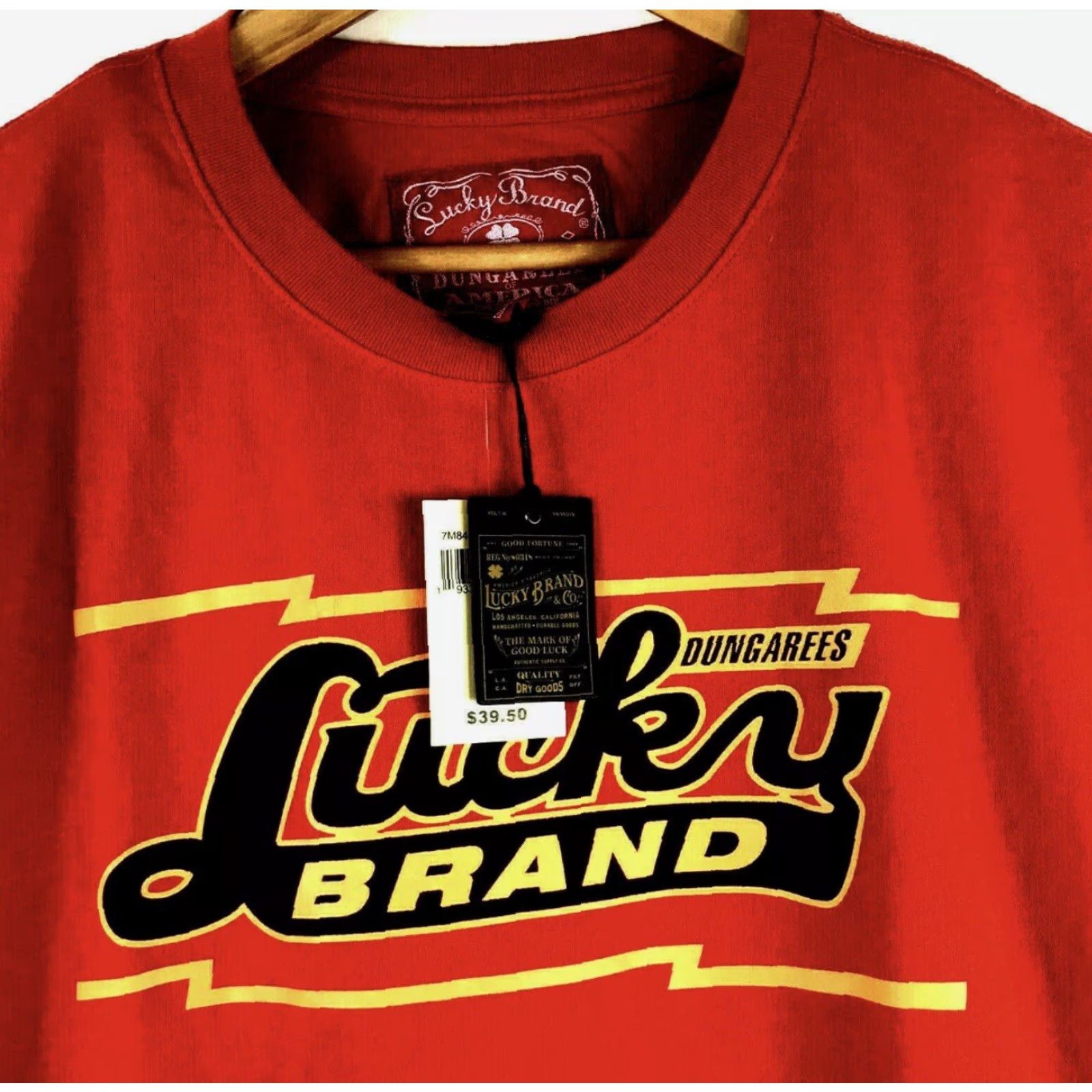 Lucky Brand LUCKY Brand T-Shirt Mens Medium Short Sleeve Lightning Tee Orange Orange Logo Crew Neck Breathing All Seasons Casual Size US M / EU 48-50 / 2 - 3 Thumbnail