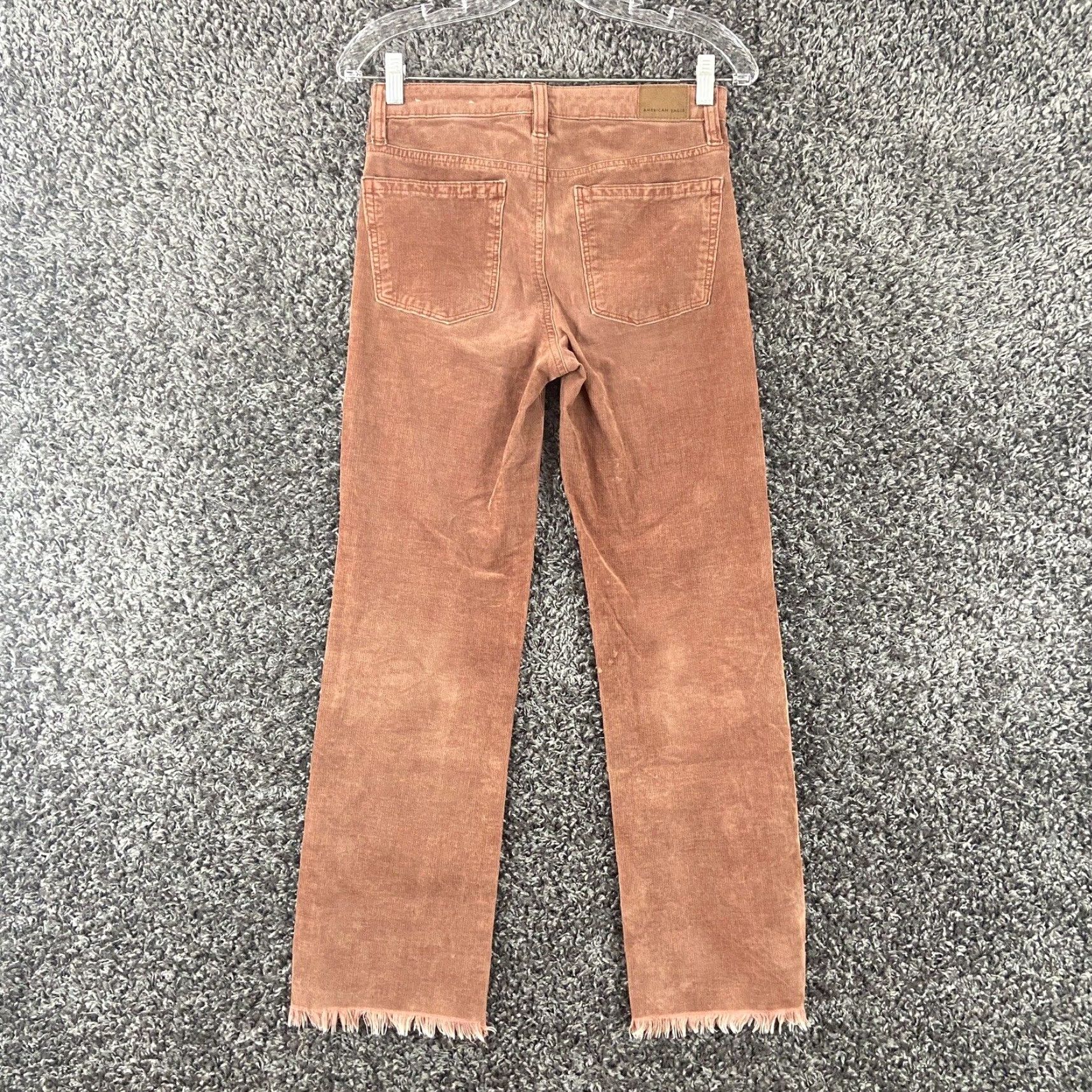 American Eagle Outfitters AMERICAN EAGLE Women’s Size 0 Brown Corduroy Jeans Frayed Hem Straight Size 25" / US 0 / IT 36 - 7 Thumbnail