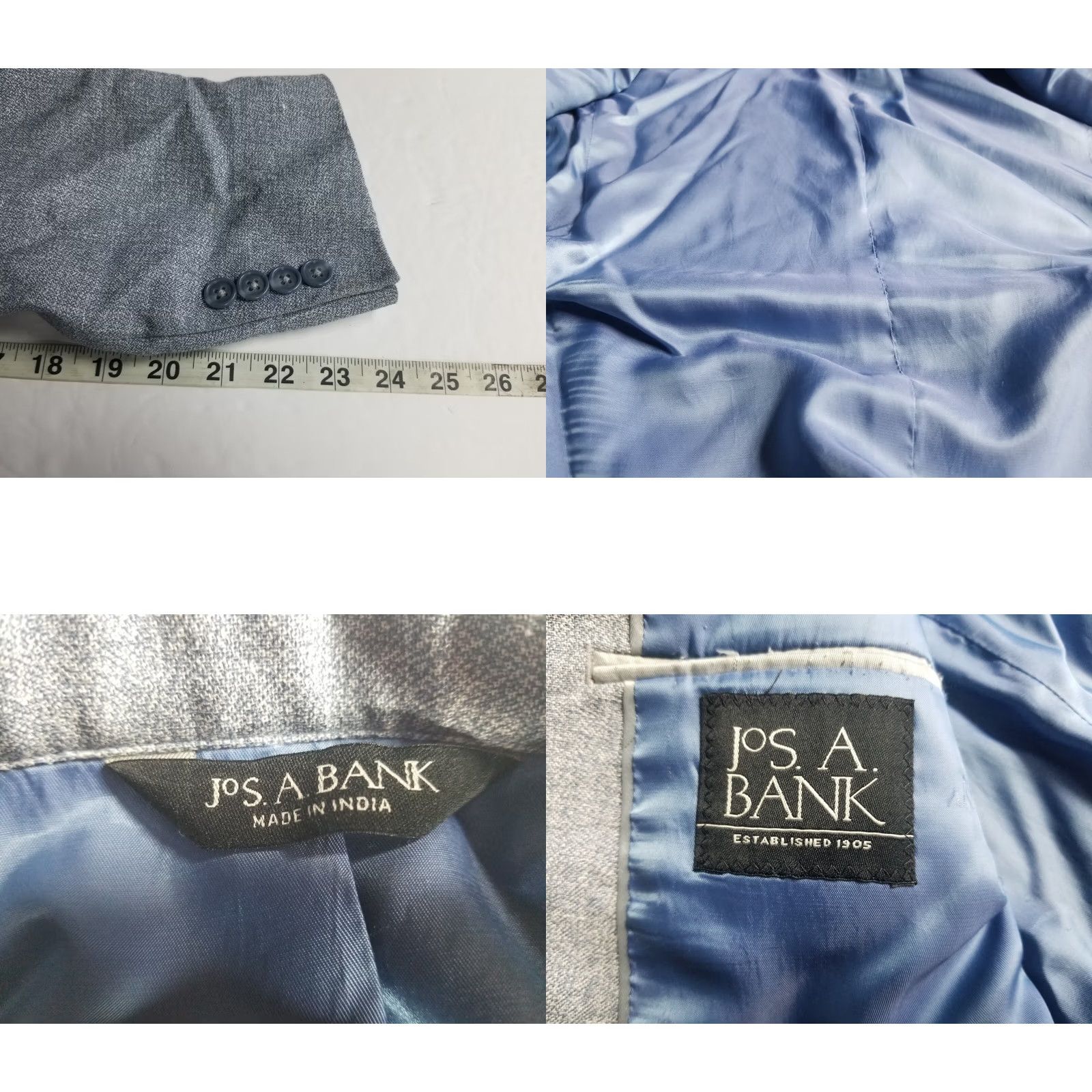 Jos. A. Bank Jos A Bank Blue Linen Blend Blazer Men's 40R Two Button Size 40R - 8 Thumbnail