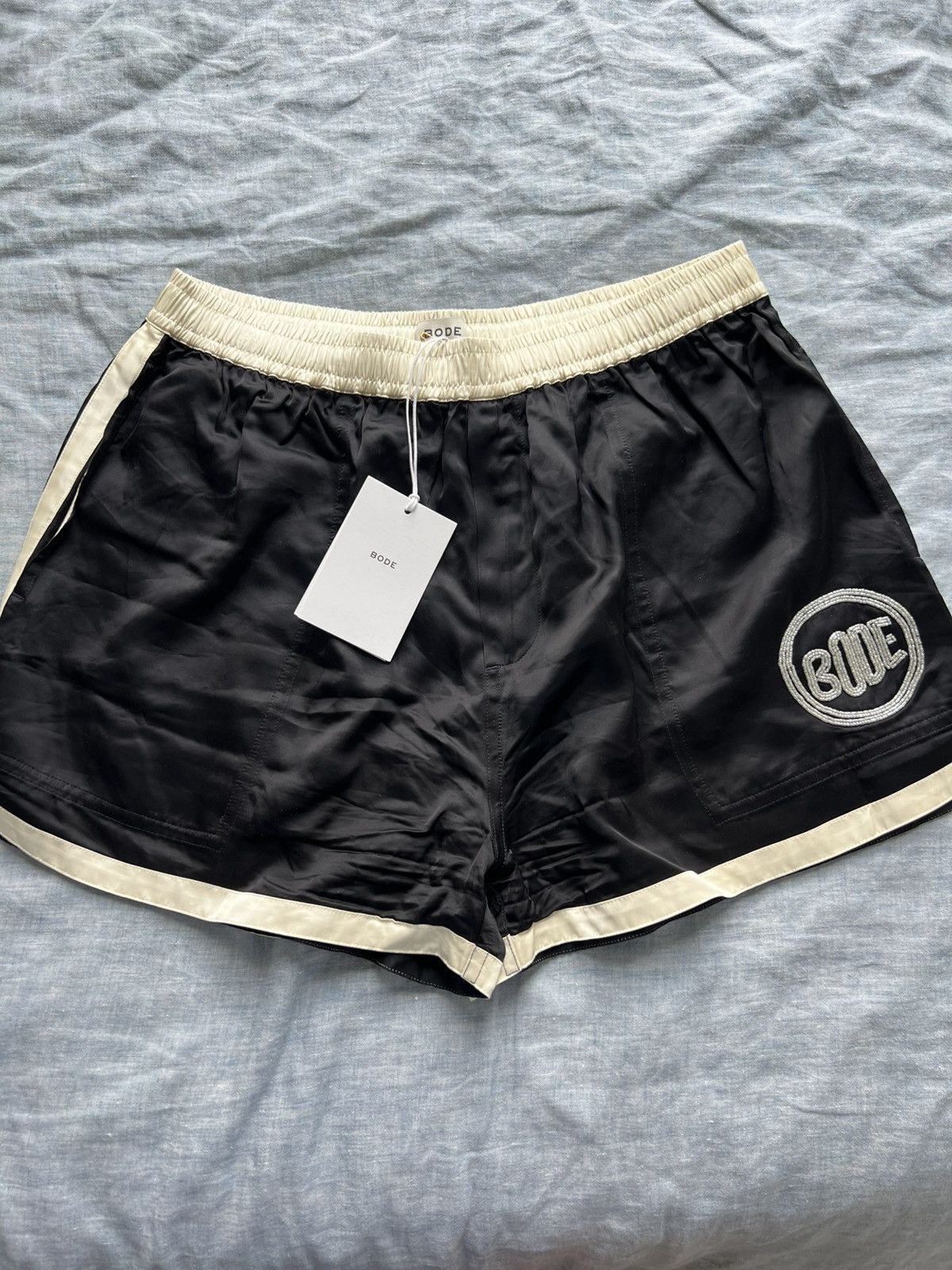 Bode 495USD Straight-Leg Bead-Embellished Satin Shorts Size US 34 / EU 50 - 6 Thumbnail
