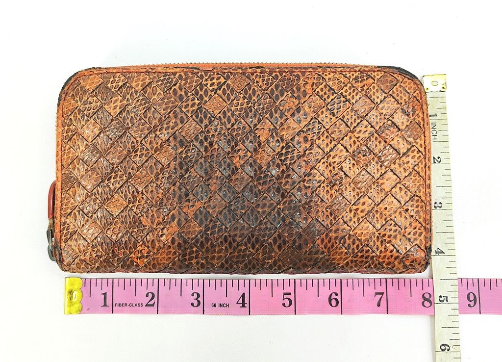 Bottega Veneta BOTTEGA VENETA intrecciato orange snake skin zipper wallet Size ONE SIZE - 10 Thumbnail