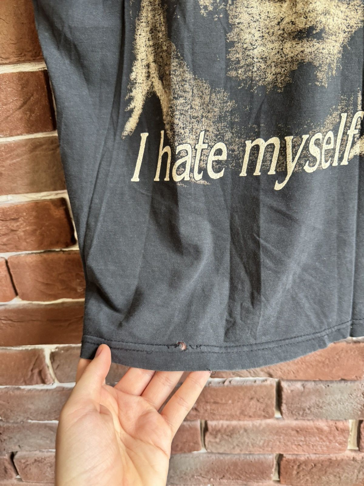 Band Tees Vintage 90s Nirvana Kurt Cobain I Hate Myself Band T-shirt Size US XL / EU 56 / 4 - 12 Thumbnail