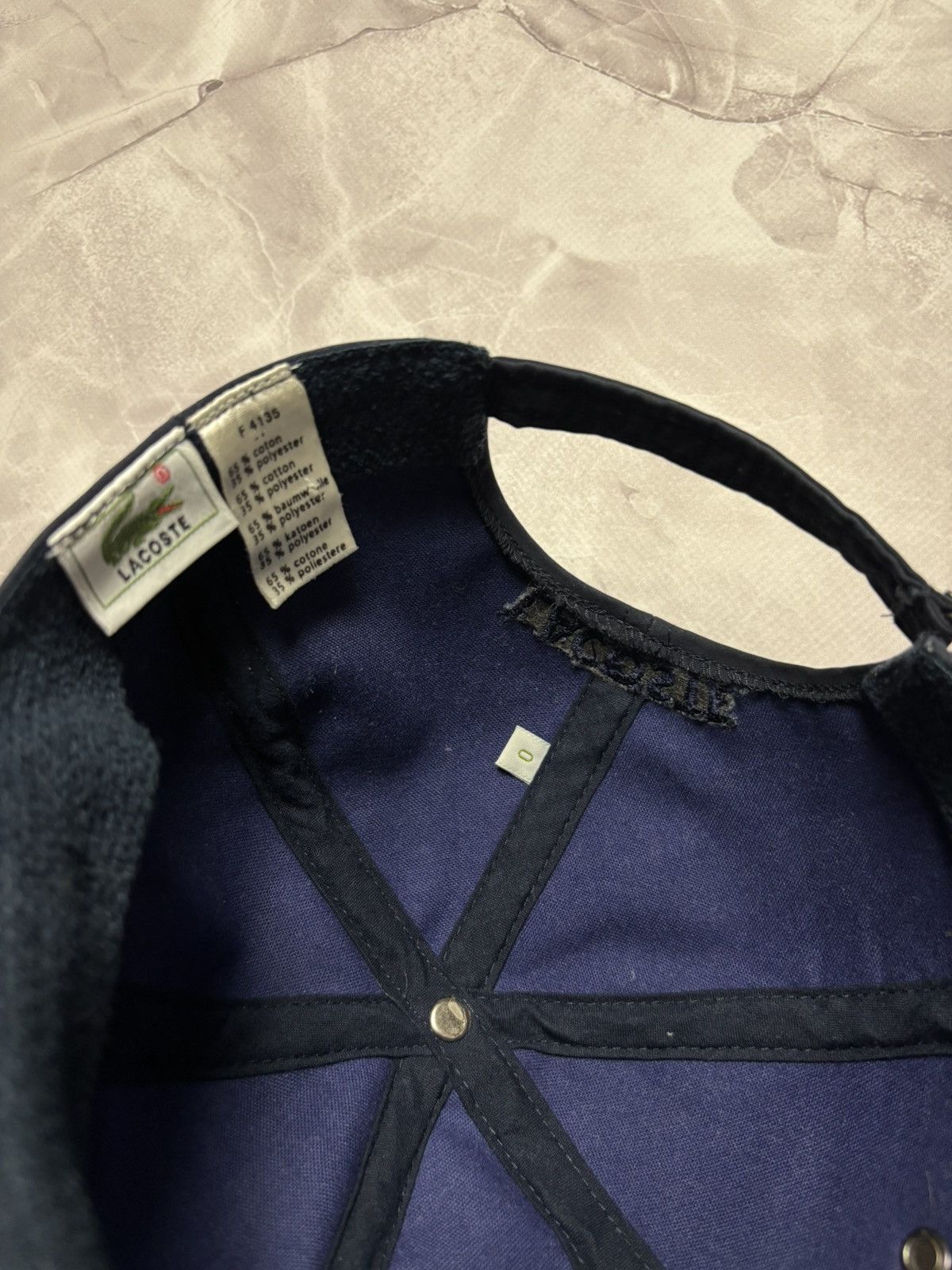 Lacoste Lacoste Vintage Cap Navy Adjustable YKK Strap Size 0 Small Size ONE SIZE - 10 Thumbnail