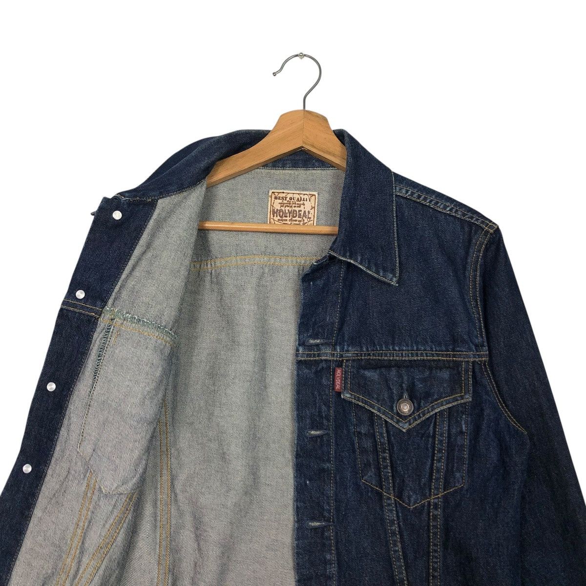 Hysteric Glamour 🔥VINTAGE TRUCKER DENIM JACKET HOLYDEAL CAFE RACER STYLE Size US L / EU 52-54 / 3 - 14 Thumbnail