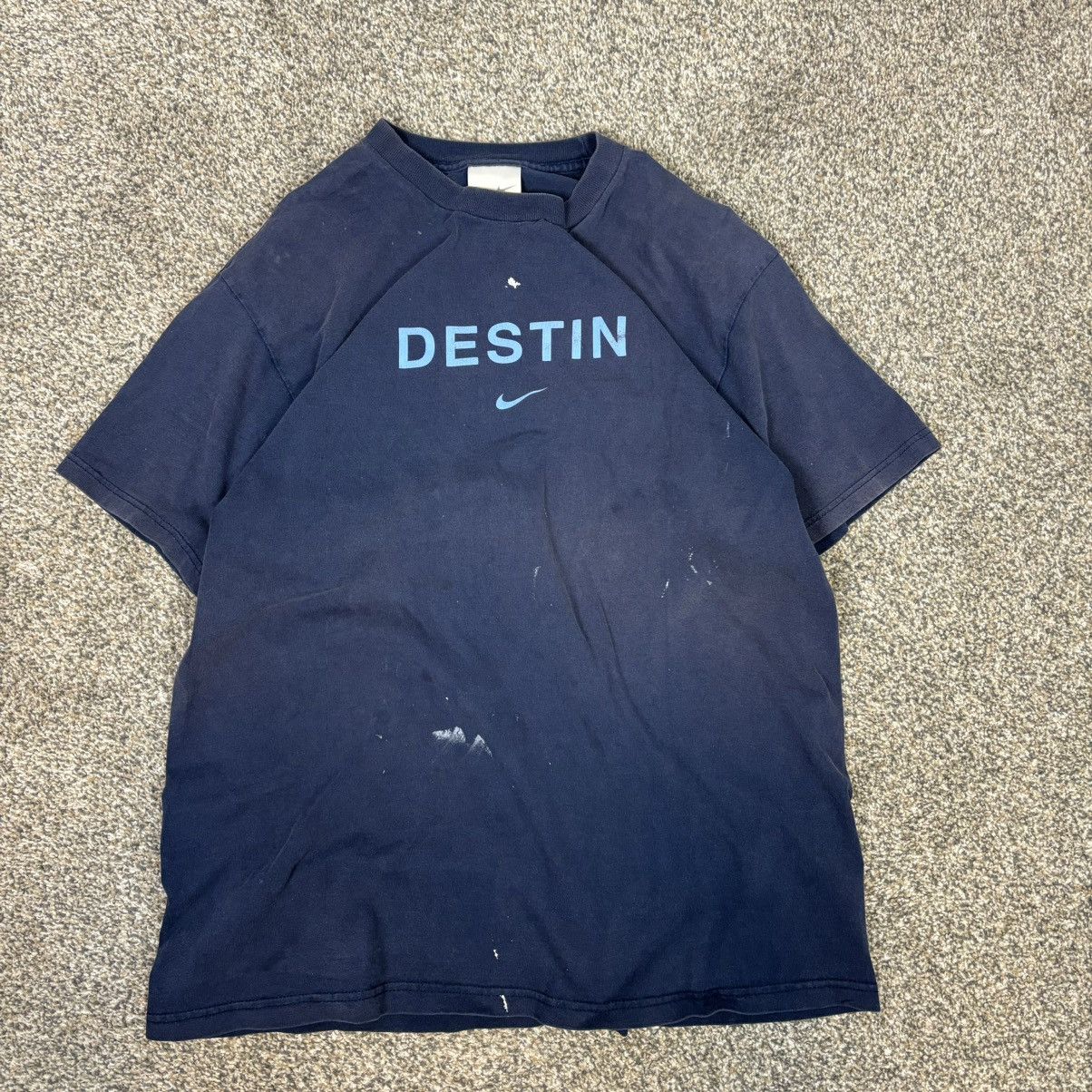 Nike Vintage silver tag center swoosh destin nike blue tshirt Size US L / EU 52-54 / 3 - 1 Thumbnail