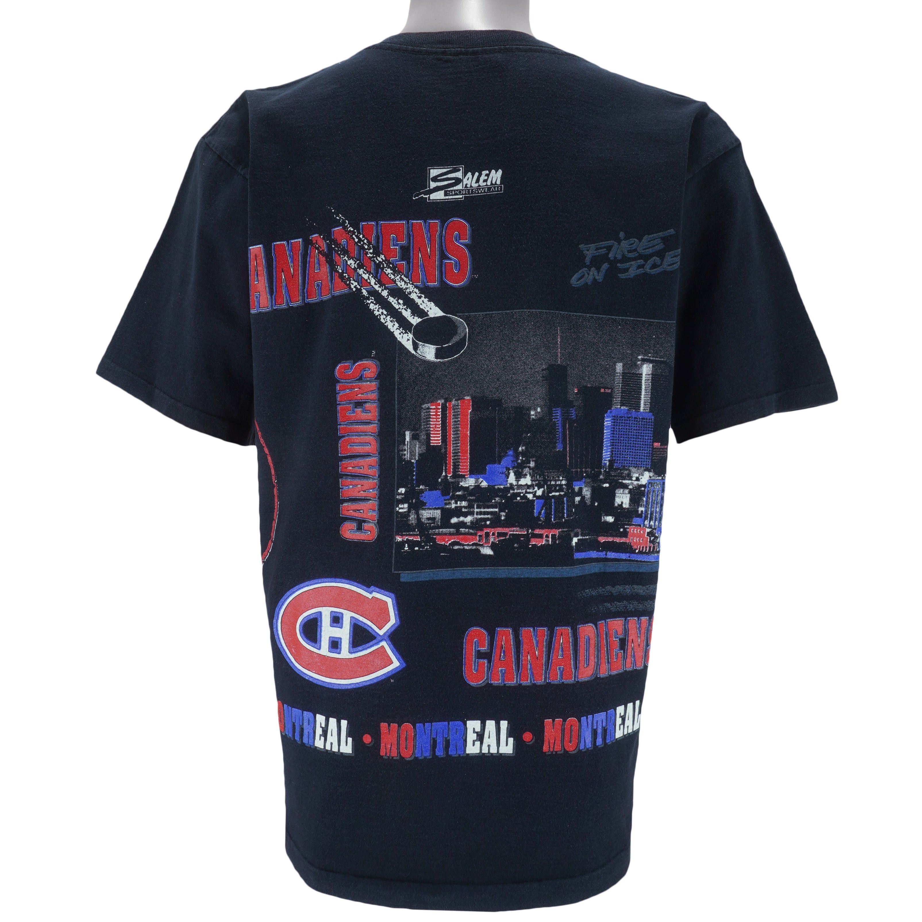 Salem Sportswear NHL - Montreal Canadiens Fire On Ice T-Shirt 1990s Size US L / EU 52-54 / 3 - 2 Thumbnail