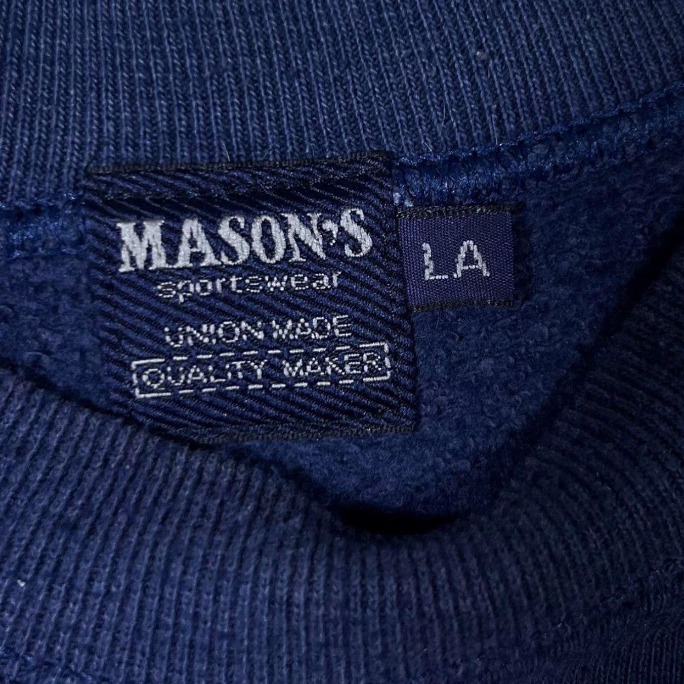 Mason's VINTAGE Mason's Sportswear Union Made Spellout Graphic Crewneck Sweatshirt Navy L Adults Mens Size US L / EU 52-54 / 3 - 4 Thumbnail