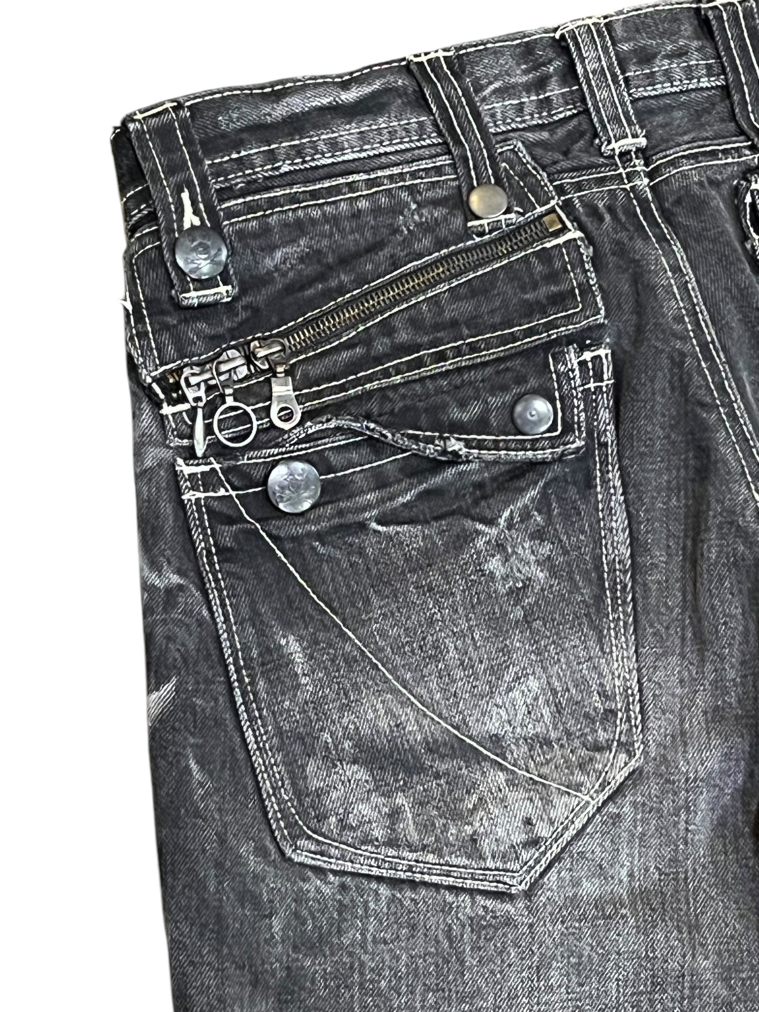 Black Label 🔥ARMY OF NO! Grunge Blow Out Knee Clawmark Distressed Denim Size US 29 - 7 Thumbnail