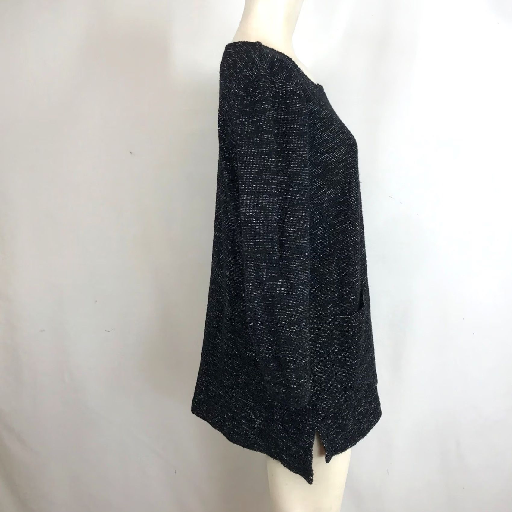 Eileen Fisher Eileen Fisher Textured Knit Tunic Sweater Dress Pockets XS Black White Size XS / US 0-2 / IT 36-38 - 4 Thumbnail