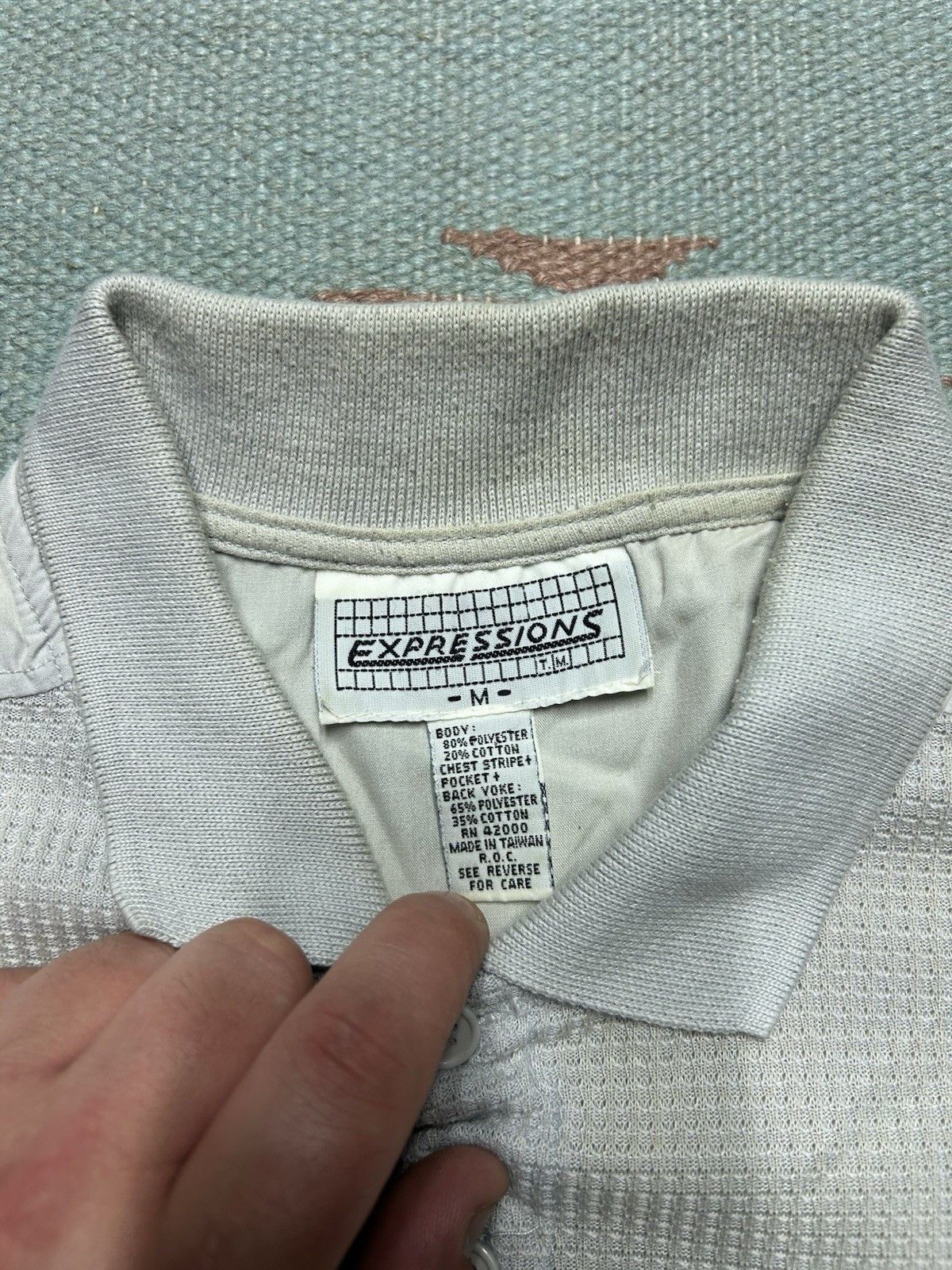 Vintage Vintage 80s polo shirt waffle knit mesh gray mod boxy medium Size US M / EU 48-50 / 2 - 5 Thumbnail