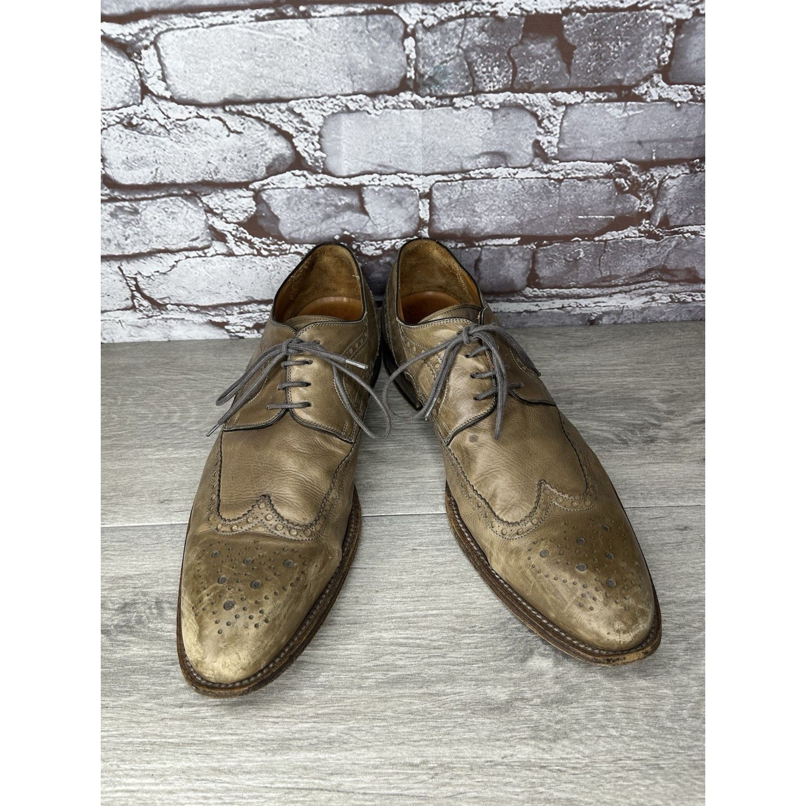 Magnanni MAGNANNI Gray Leather Brogue Wingtip Derby Lace Dress Shoes Size US 11 / EU 44 - 10 Thumbnail