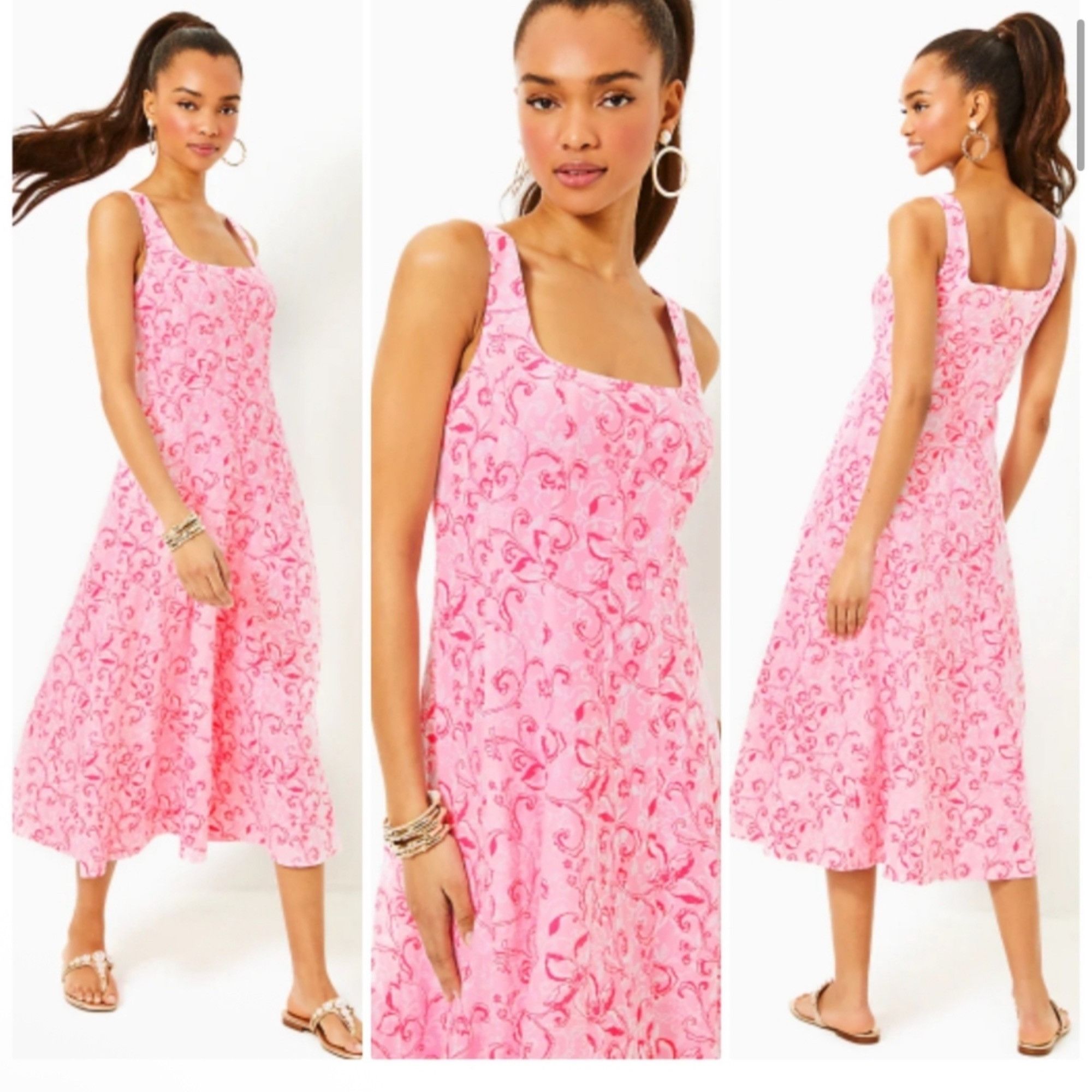 Lilly Pulitzer Lilly Pulitzer Calina Linen Midi Dress Pink Size 14 NWT Size XL / US 12-14 / IT 48-50 - 2 Thumbnail