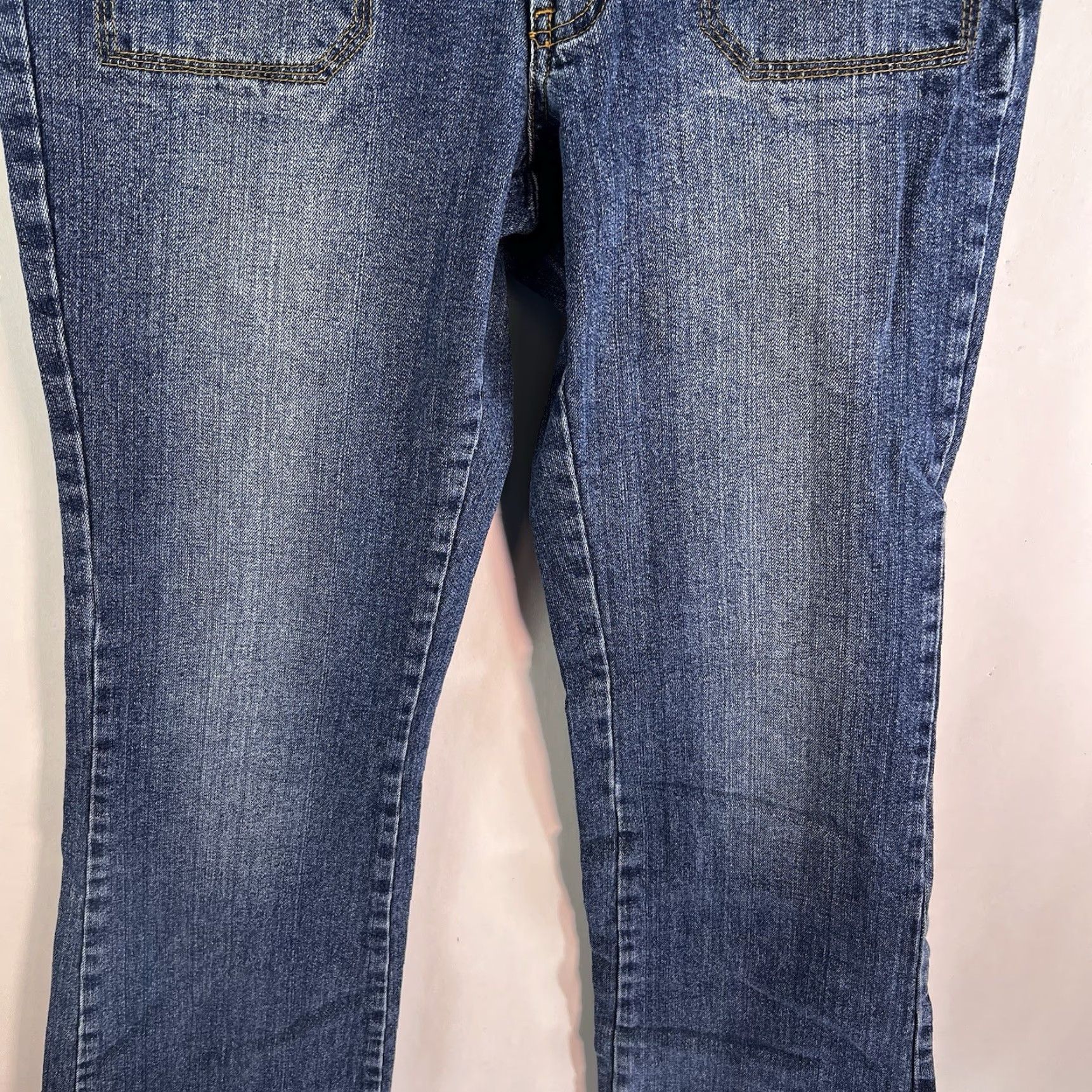 Vintage VINTAGE BISOU BISOU Women's Bootcut Jeans 12 Blue 90s Embellished Rhinestone Floral Denim Spandex Size 34" / US 12 / IT 48 - 3 Thumbnail
