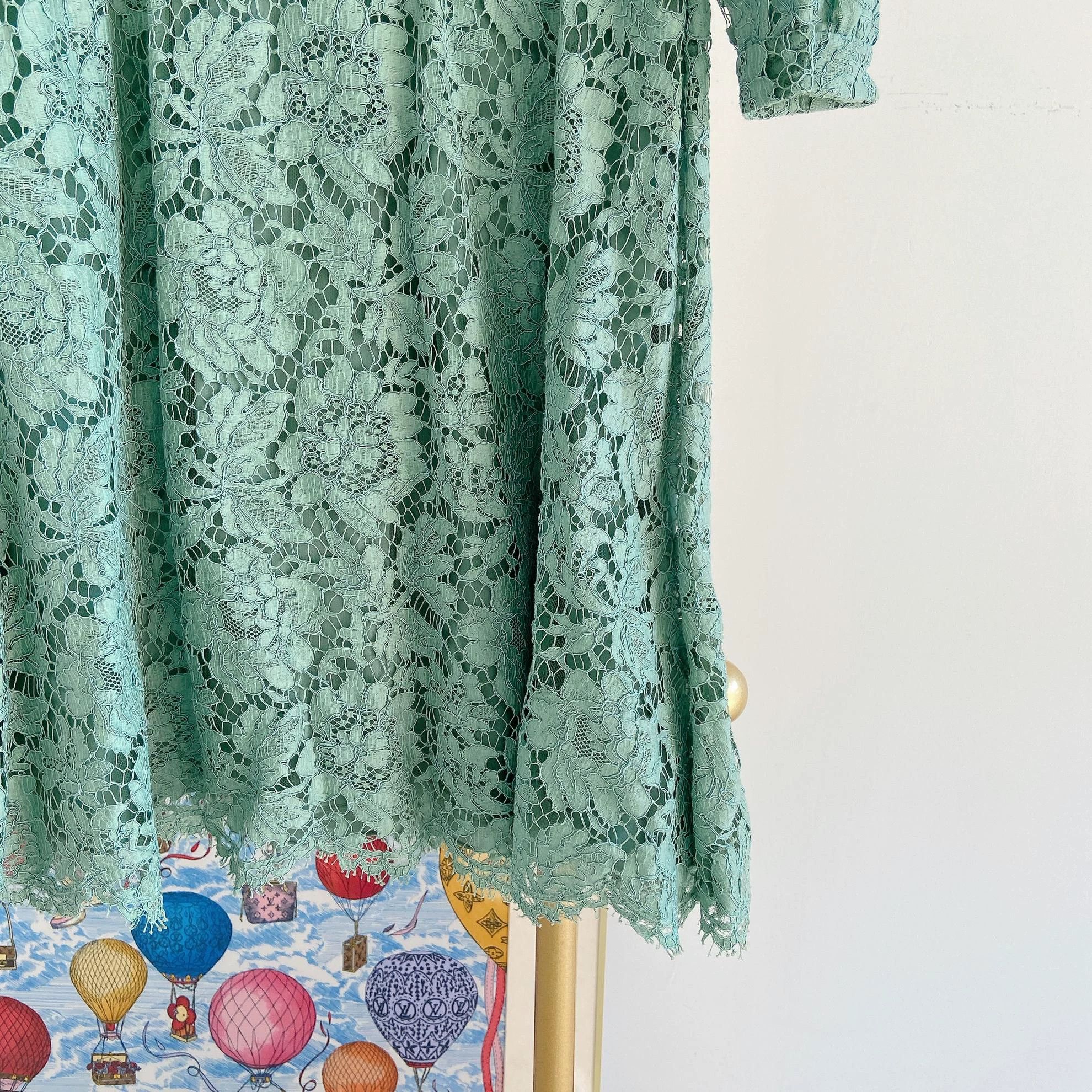 Valentino VALENTINO Green Lace Dress 40 Size S / US 4 / IT 40 - 4 Thumbnail