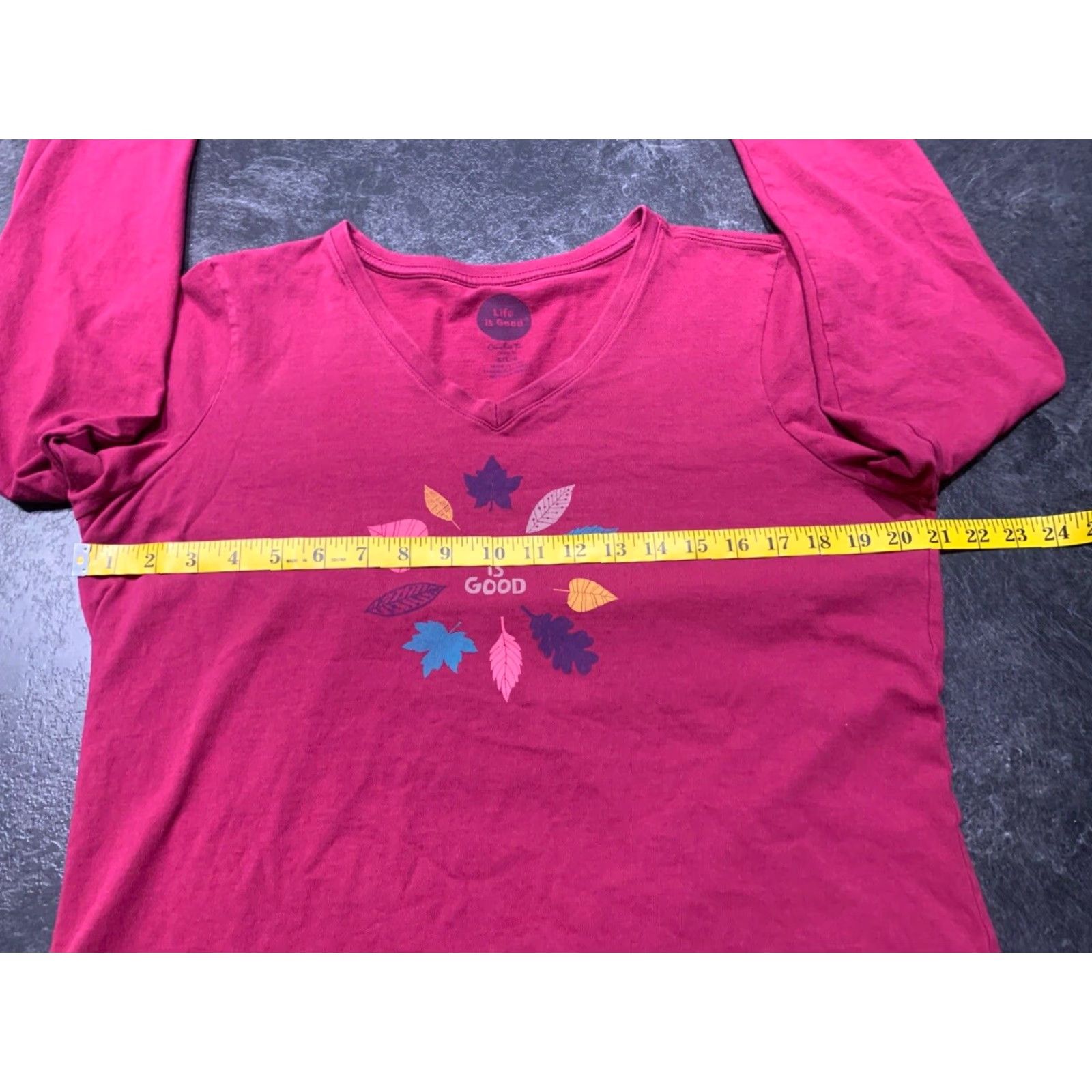 Life is Good VINTAGE Life is Good Pink Fall Leaves Long Sleeve V-Neck Womens Large L T Shirt Size L / US 10 / IT 46 - 7 Thumbnail