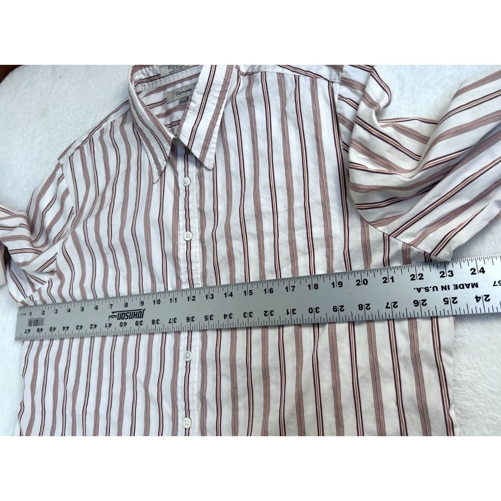 Faconnable Faconnable Womens Striped Button-Up Shirt White & Red XL Cotton Stretch Casual Size XL / US 12-14 / IT 48-50 - 6 Thumbnail