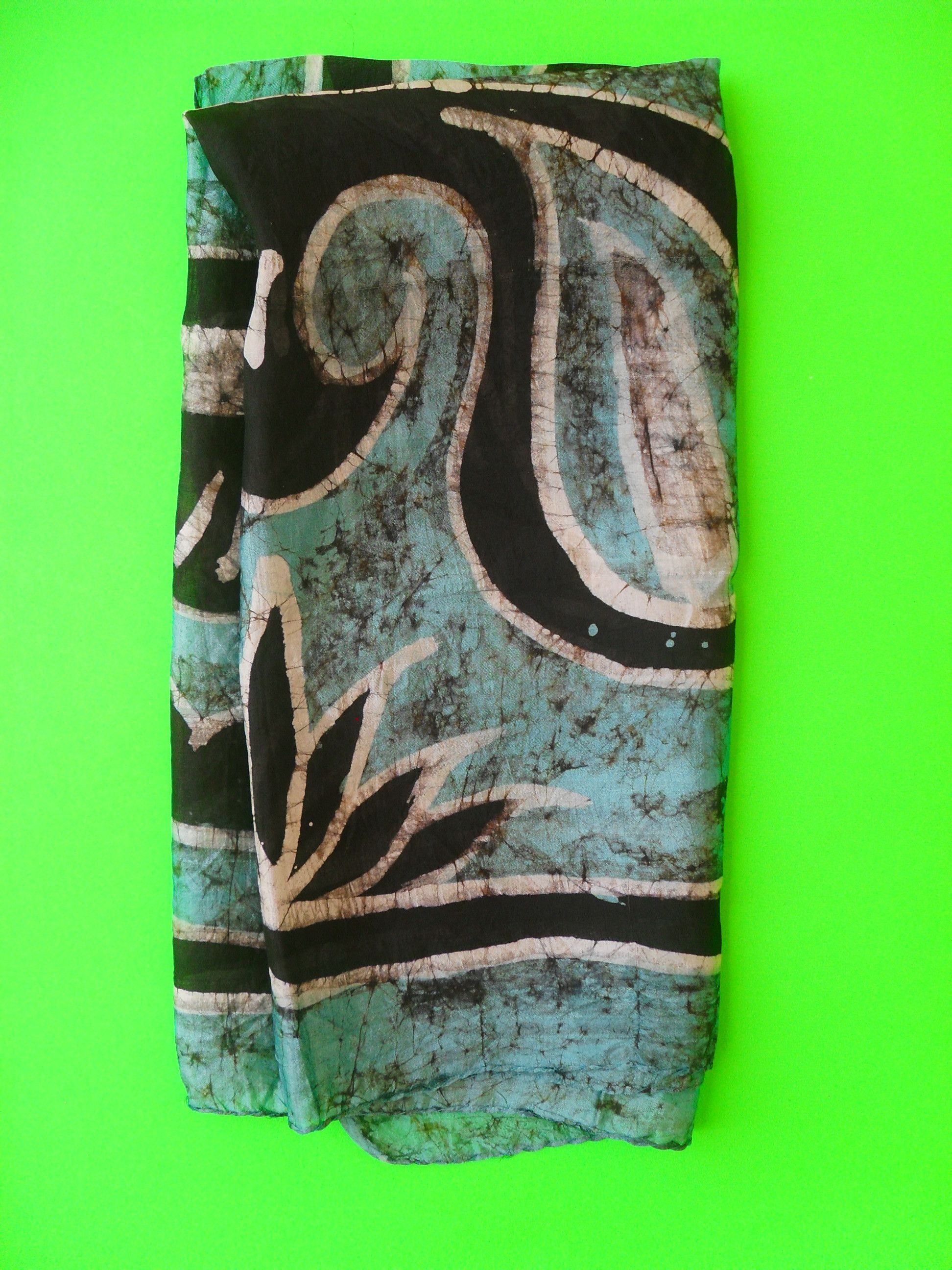 Other 100% Silk scarf, handmade on the theme of Plastic Art. Size ONE SIZE - 4 Thumbnail