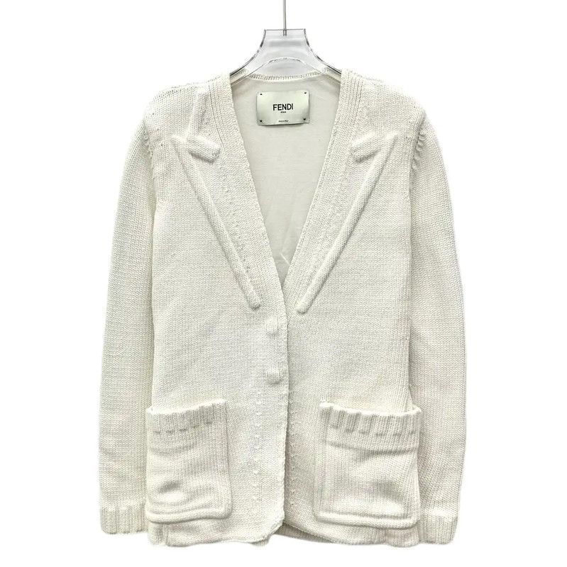 Fendi Fendi Women's Ivory Cotton Cardigan 0089 Size S / US 4 / IT 40 - 1 Thumbnail