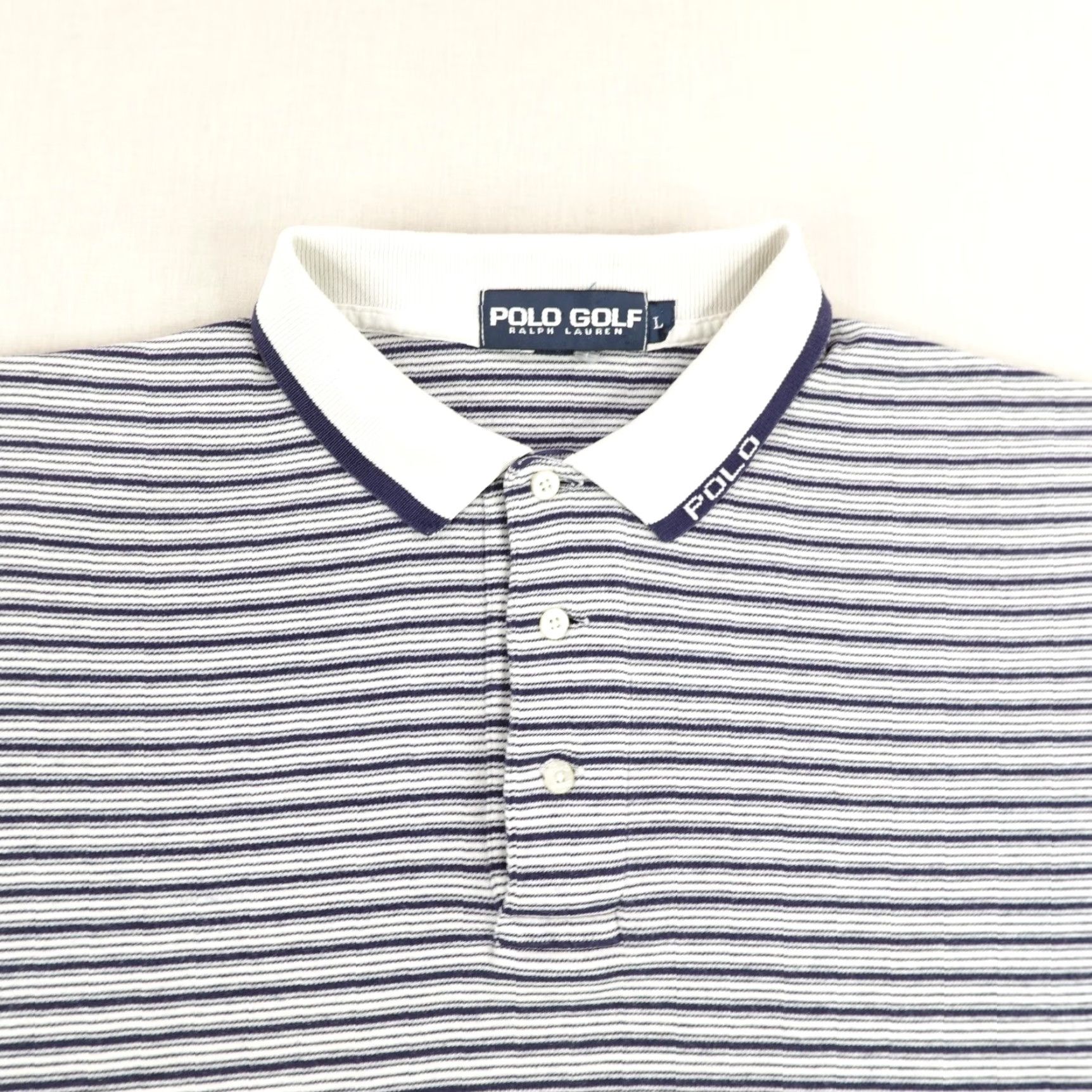 Polo Ralph Lauren VINTAGE Ralph Lauren Polo Shirt Mens Large Short Sleeve Golf Stripes 100% Cotton Blue White Size US L / EU 52-54 / 3 - 2 Thumbnail