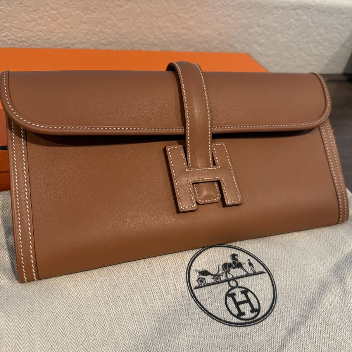 Hermes Hermes Jige Elan 29 Gold Clutch Bag Swift Calfskin Leather Size ONE SIZE - 2 Thumbnail