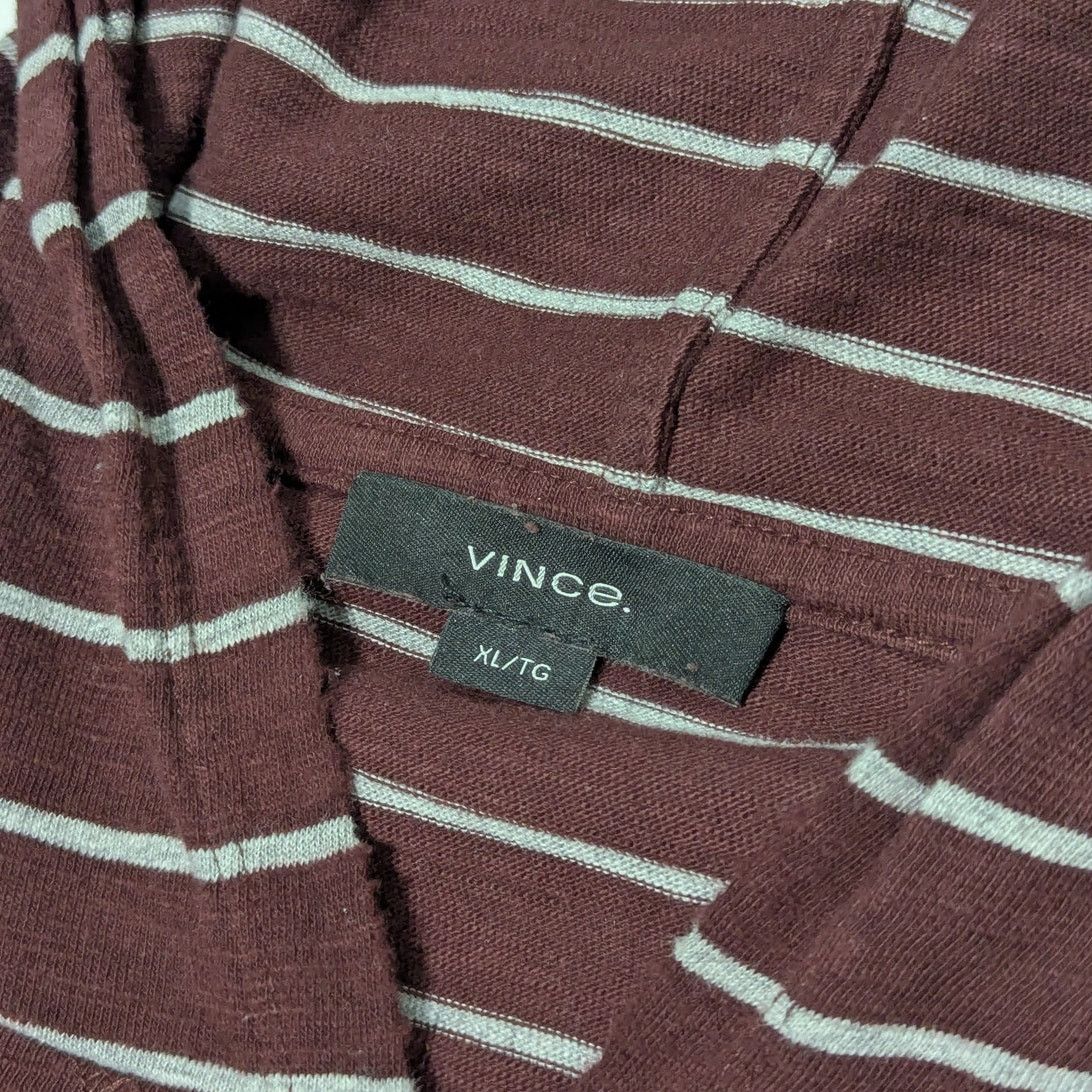 Vince Vince Fine Stripe Slub Cotton Hoodie Brown Gray Maroon XL Size US XL / EU 56 / 4 - 3 Thumbnail