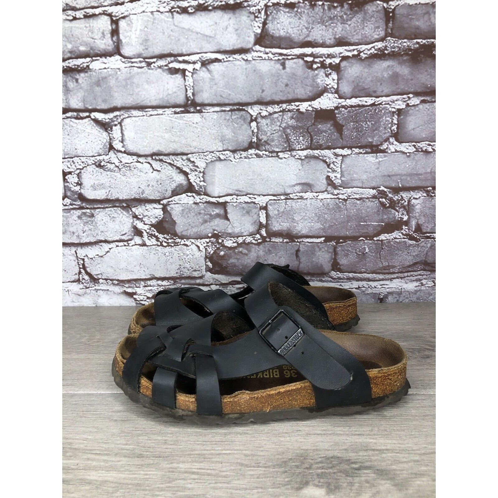 Birkenstock Birkenstock Pisa Black Leather Strappy Slides Cork Sandals W Size US 5.5 / IT 35.5 - 15 Thumbnail