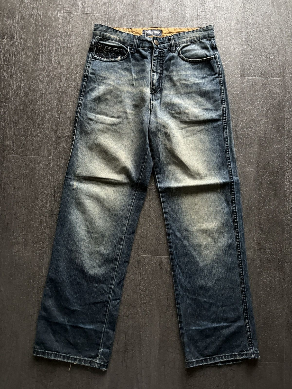 Pelle Pelle Y2k 90s Pelle Pelle cross Denim jeans embroidery stk carti Size US 31 - 2 Thumbnail