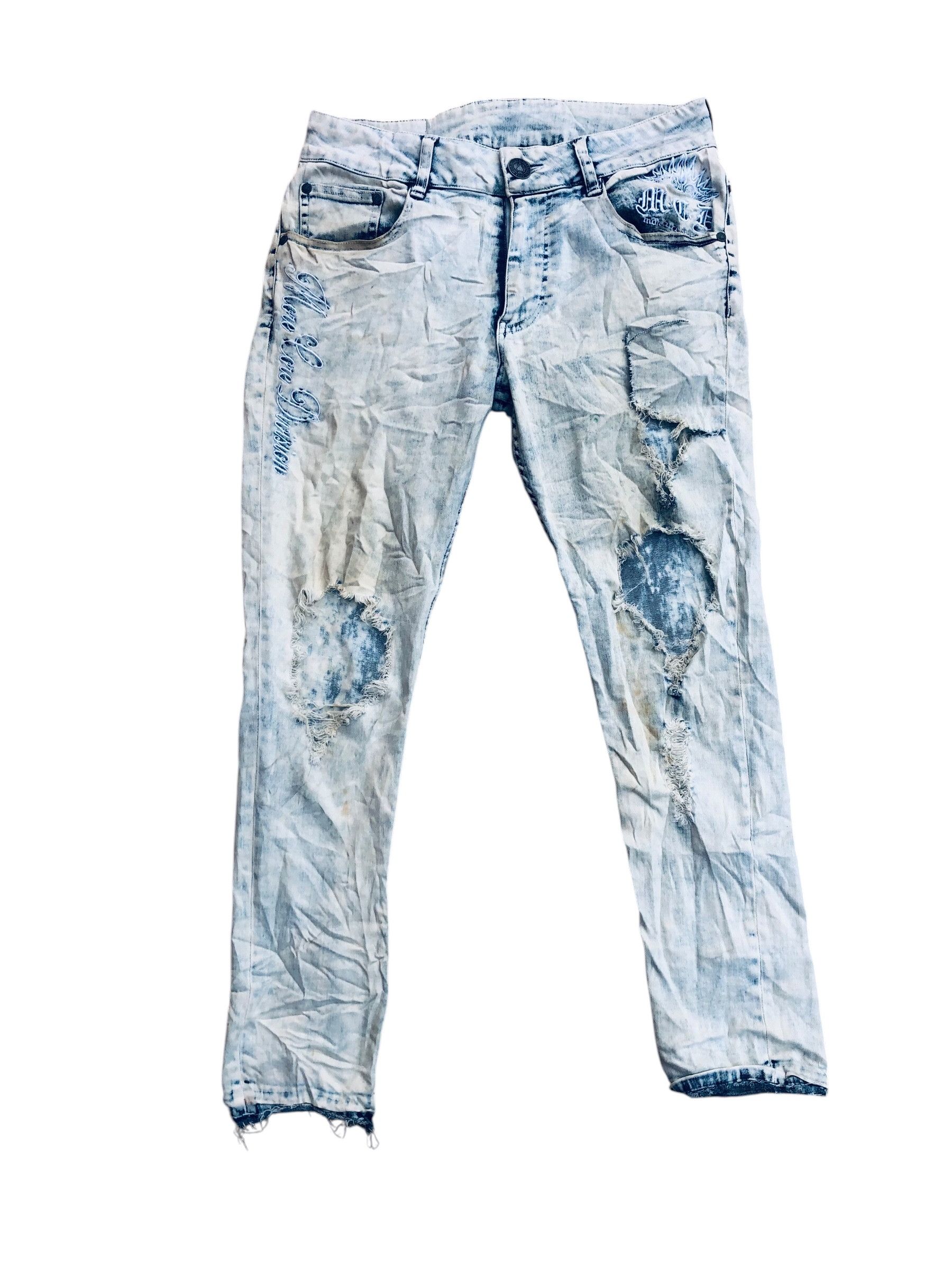 Designer 🔥Japanese Punk Distressed Denim Style Jeans Size US 32 / EU 48 - 1 Thumbnail