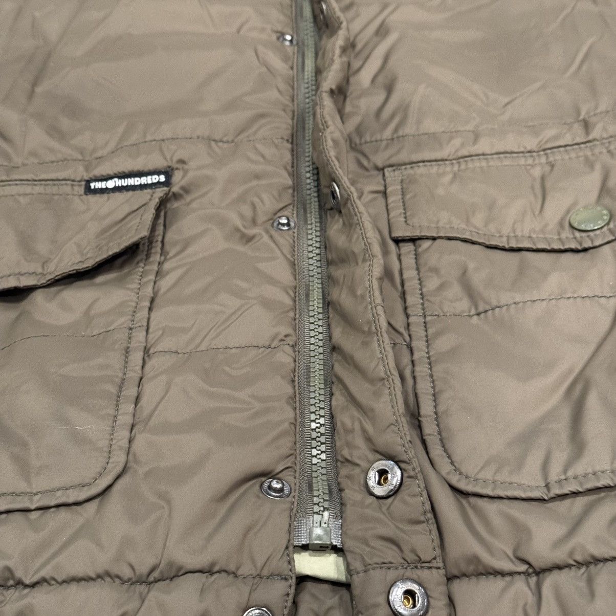 The Hundreds × Vintage The Hundreds Military Green Flag Quilted Puffer Jacket Coat Size US L / EU 52-54 / 3 - 7 Thumbnail