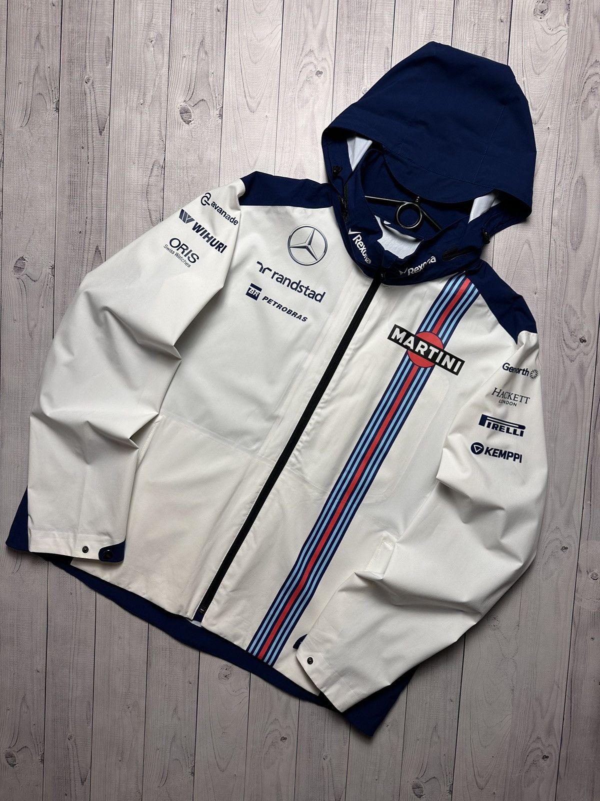 Image of Mercedes Benz Martini Racing Jacket Hackett Size Xxl in White, Men's