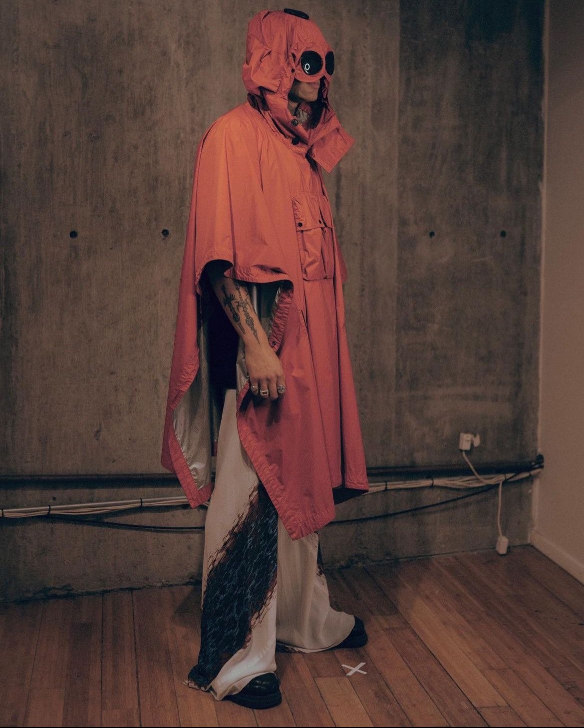 image of C P Company 'third Eye' Goggle Poncho in Orange, Men's (Size XL)
