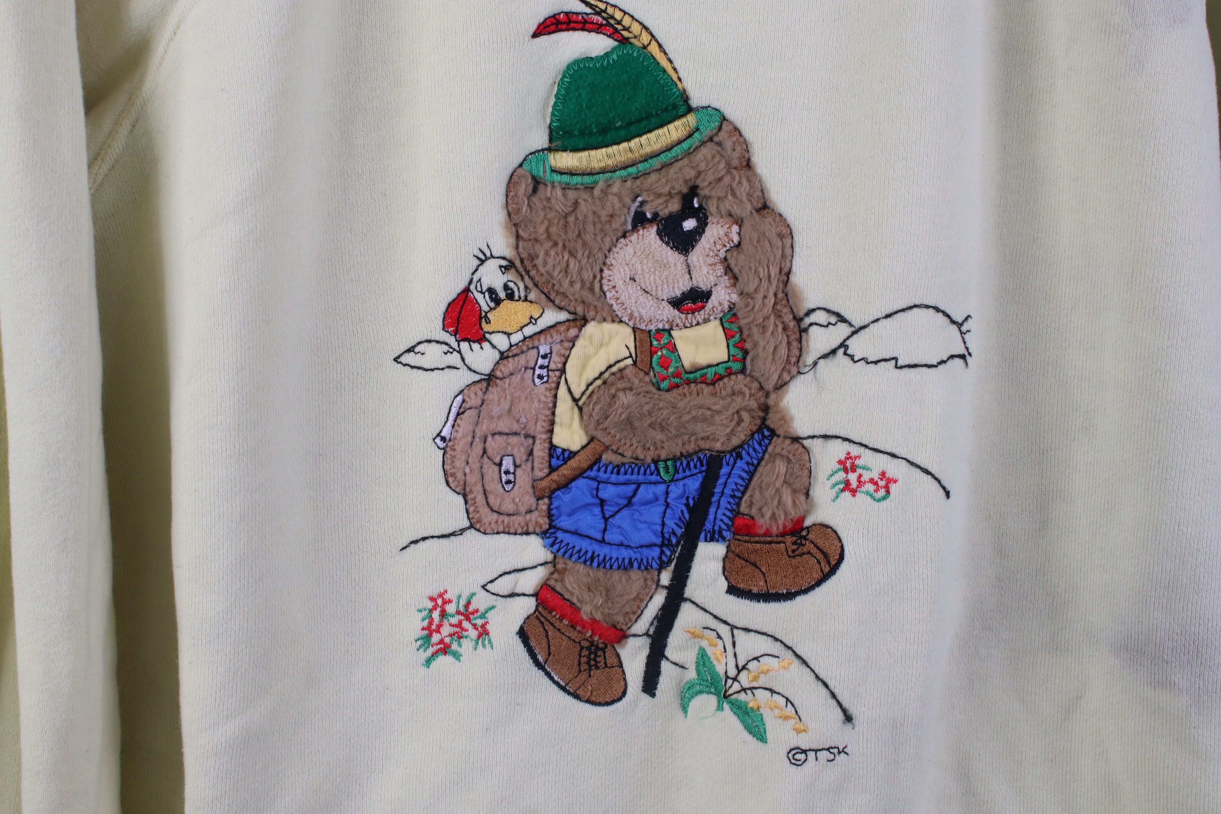 Vintage Vintage 90s German Bavarian Bear Hiking Sweatshirt Yellow Size XL / US 12-14 / IT 48-50 - 4 Thumbnail