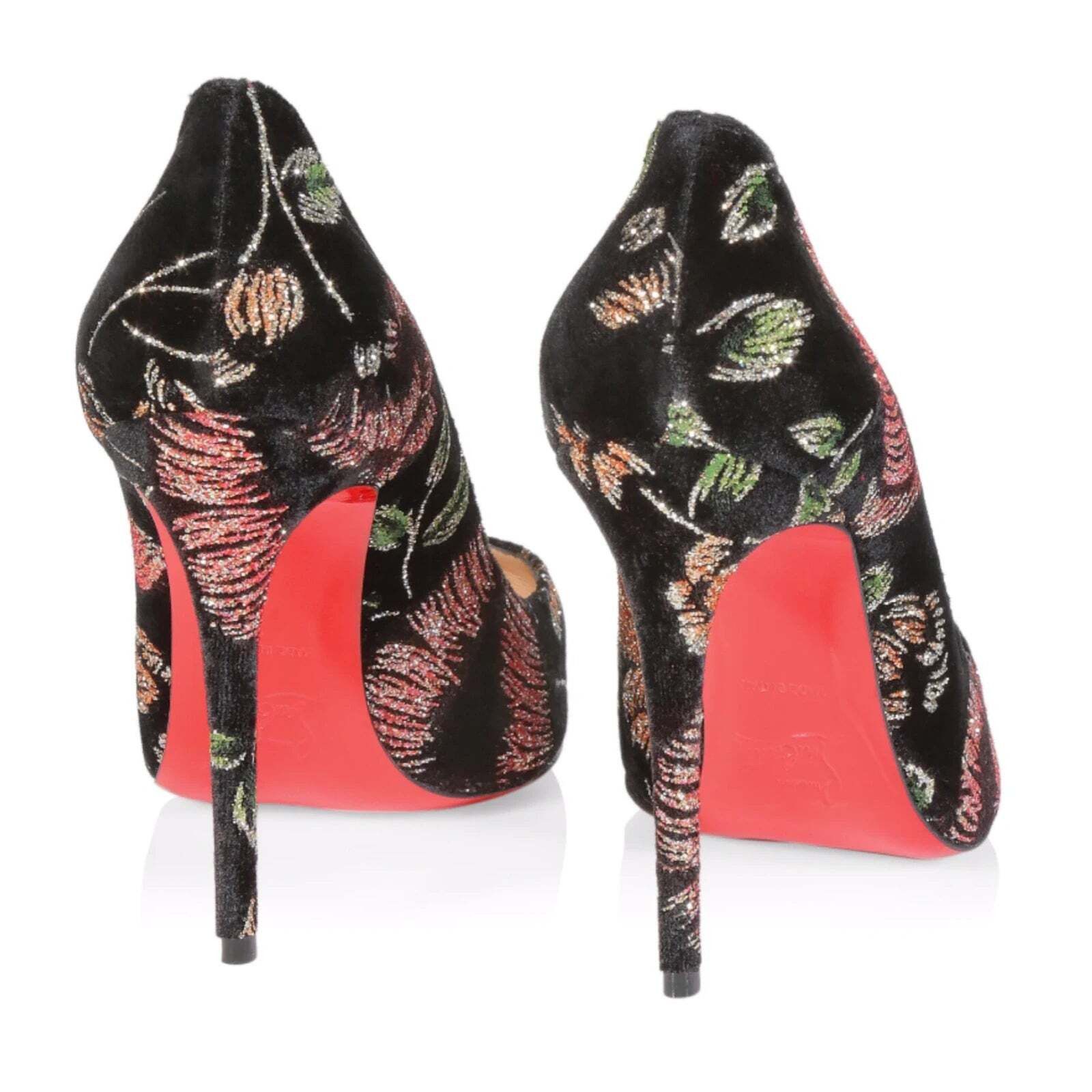 Christian Louboutin Christian Louboutin Pigalle Follies 100 Black Velvet Red Size US 10 / IT 40 - 10 Thumbnail