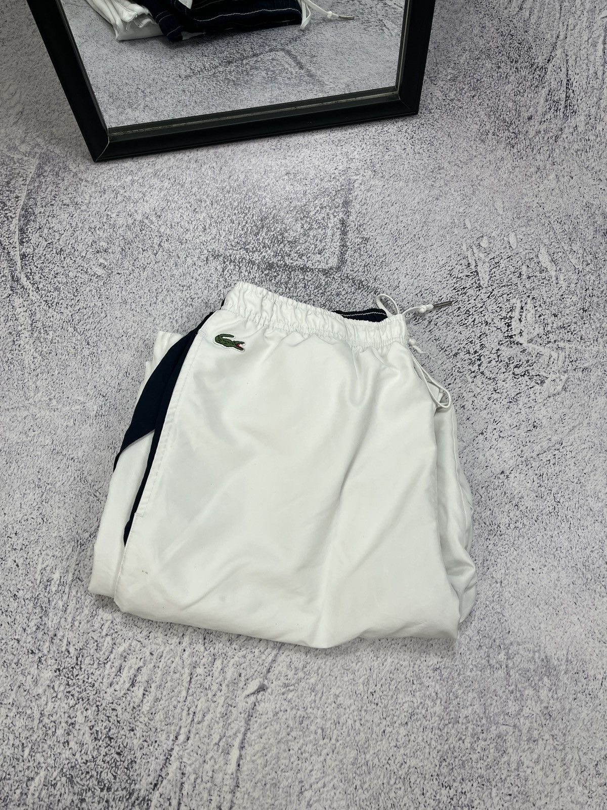 Lacoste × Vintage Vintage Lacoste White Nylon Track Pants Y2K Drill Style Rare Size US 38 / EU 54 - 2 Thumbnail