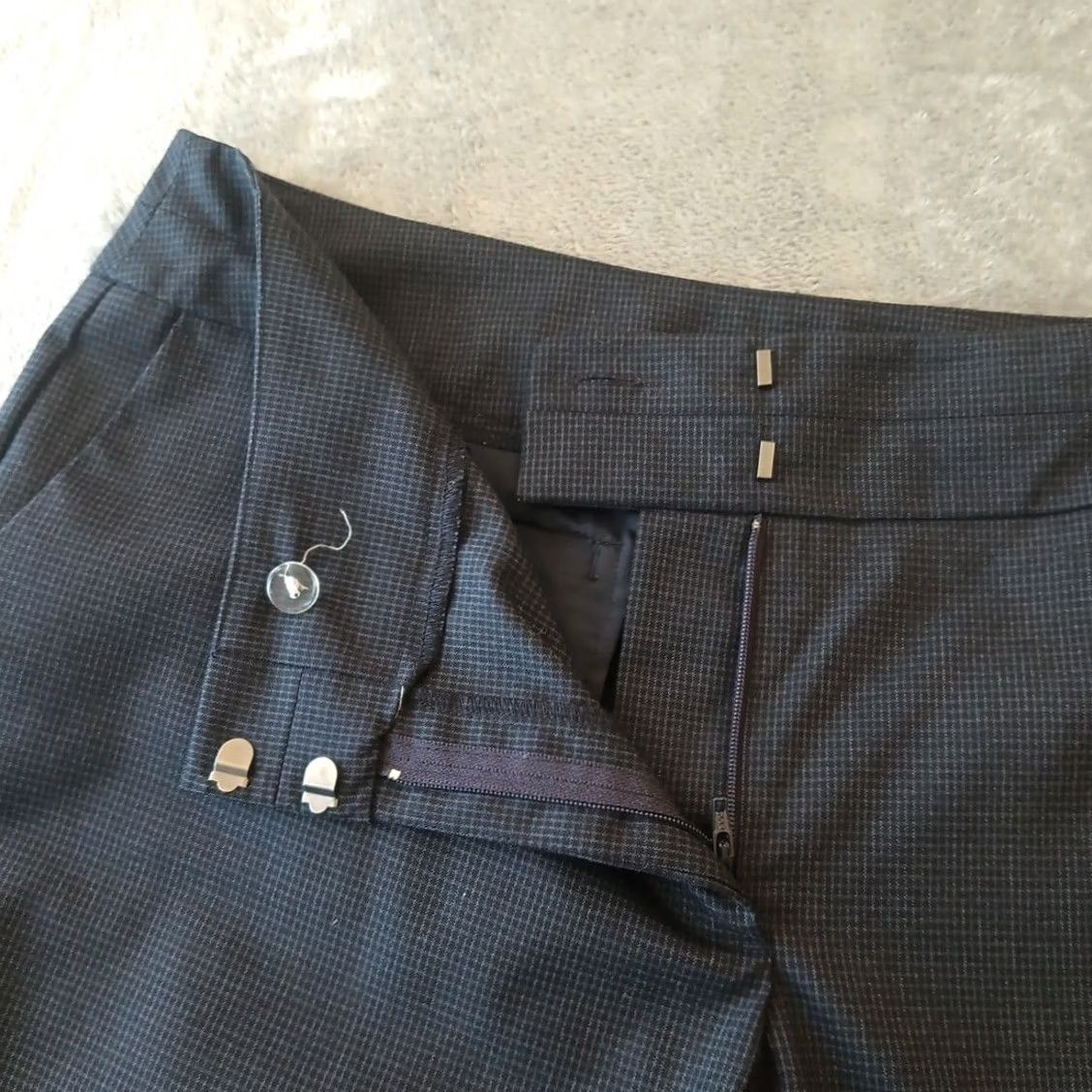Ann Taylor Ann Taylor Petite Dress Pants Womens Size 12P Micro Check Blue Black Size 34" / US 12 / IT 48 - 5 Thumbnail