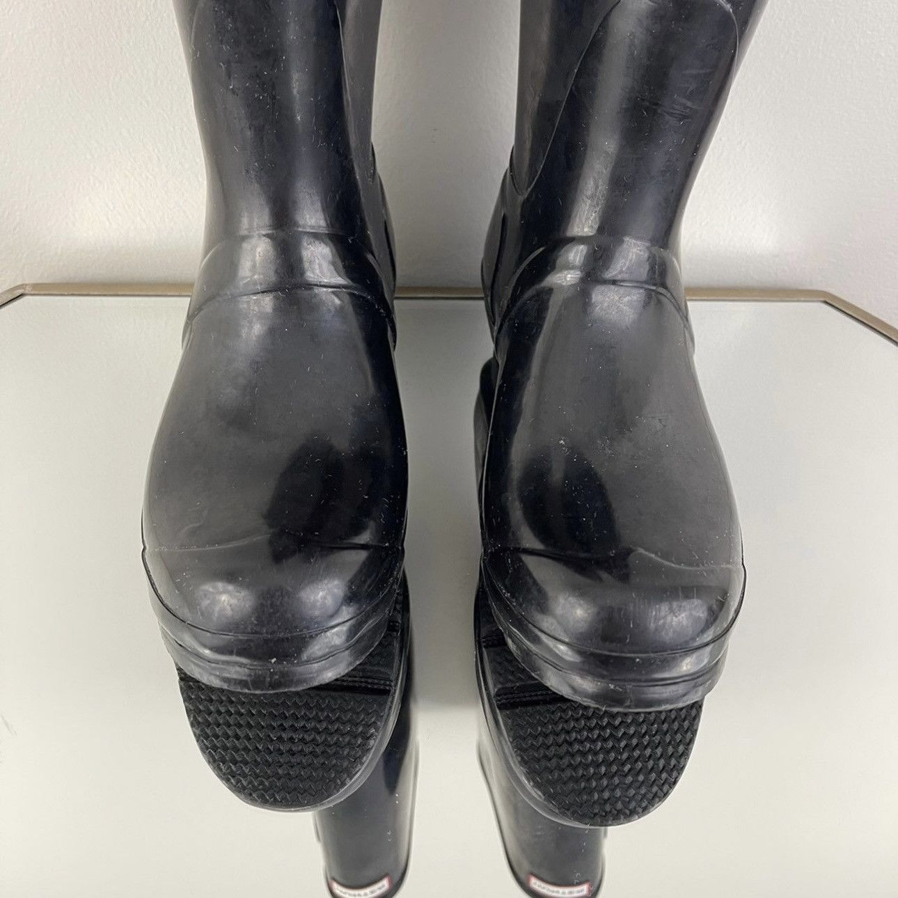 Hunter HUNTER Original Tall Black Gloss Rubber Knee High Rain Boots Size US 8 / IT 38 - 8 Thumbnail