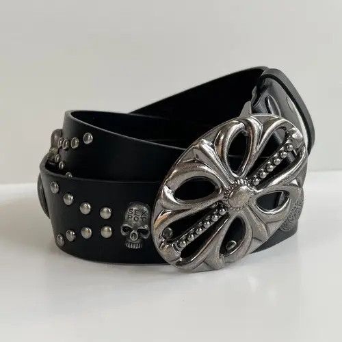 VIBE y2k 2000s vintage skeleton cross studded goth emo black belt Size ONE SIZE - 4 Thumbnail