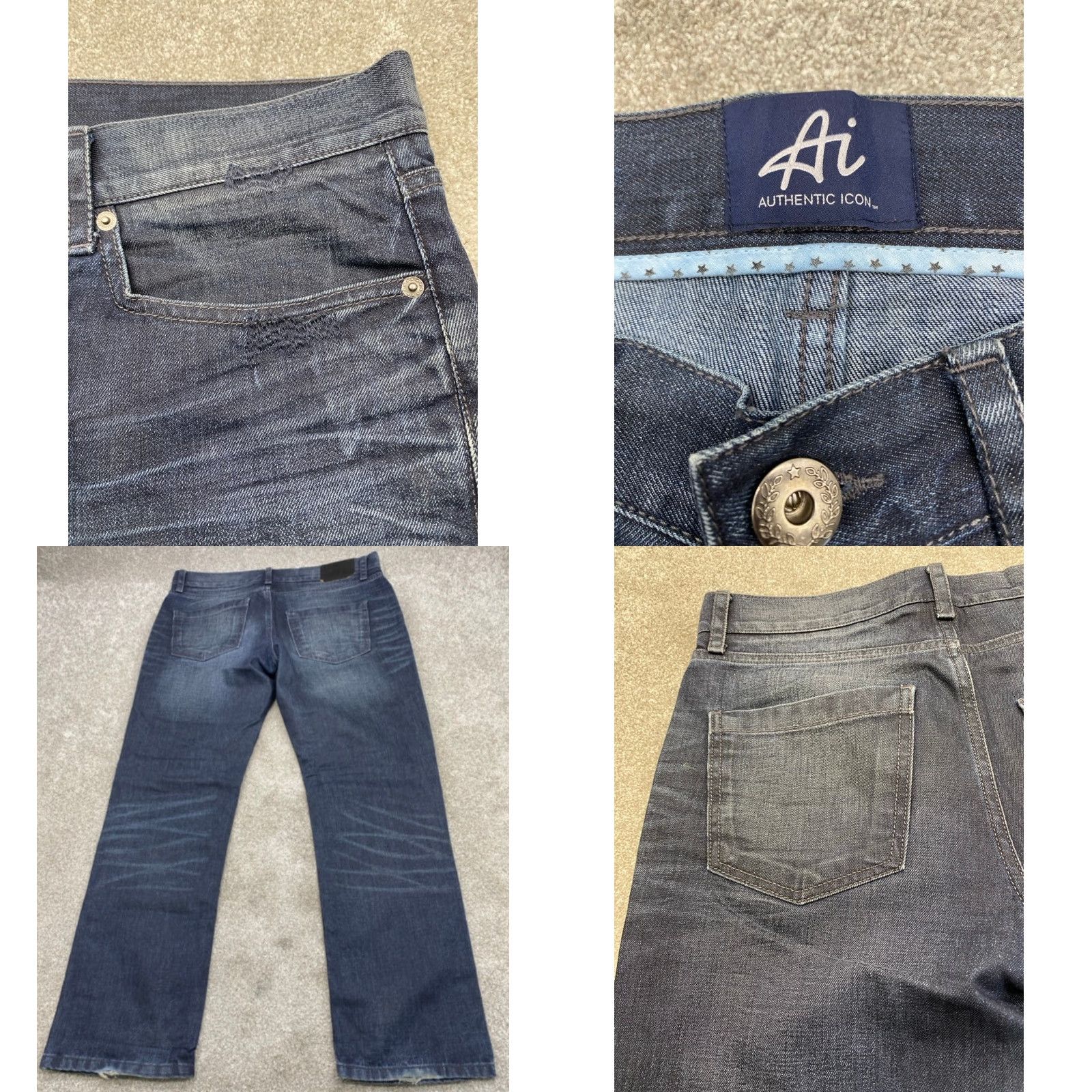 Denime VINTAGE Authentic Icon Jeans Mens 36x30 Blue Denim Studded Straight Leg 5577 Size US 36 / EU 52 - 8 Thumbnail