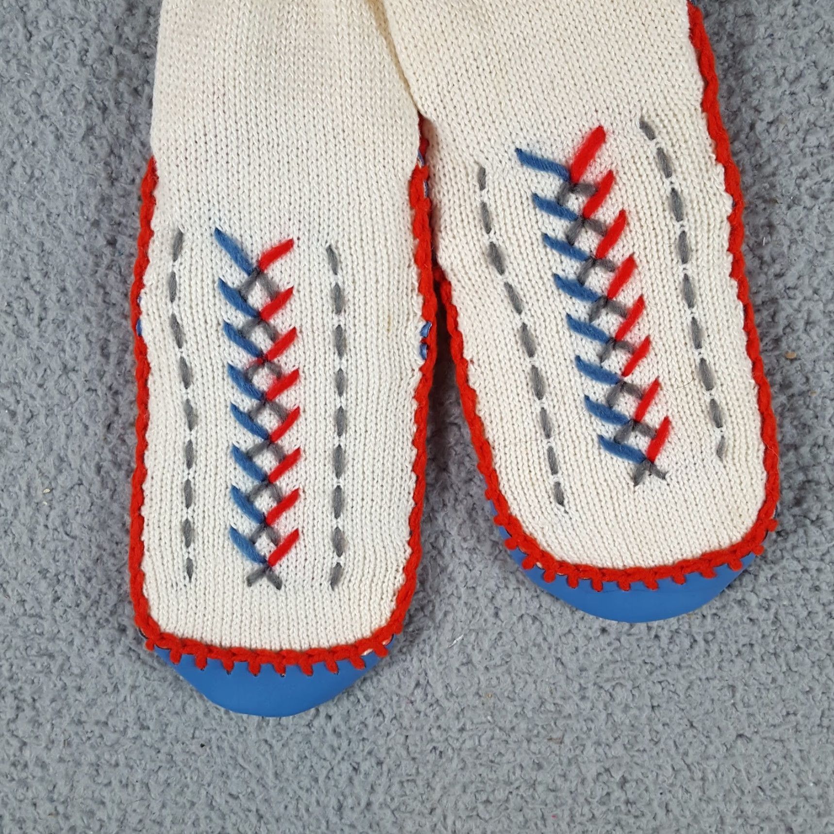 Vintage VINTAGE Ripon 70s Knit Slippers Leather Bottom Slip-On Wool Upper Medium Women Shoes Blue Slipper 70s Retro Casual Slip-On Size 32" / US 10 / IT 46 - 3 Thumbnail