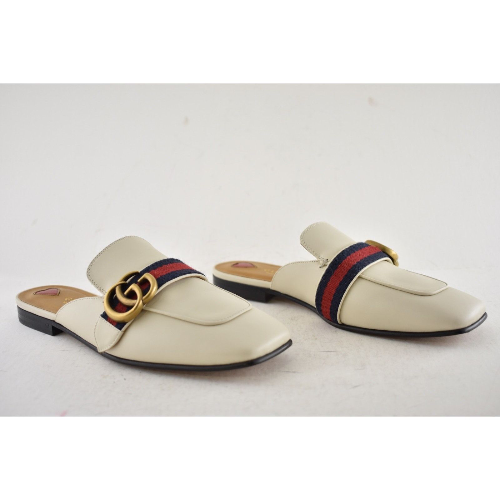Gucci White Gold GG Slide Loafer Mule Slipper Backless Flats 36.5 Size US 6.5 / IT 36.5 - 6 Thumbnail