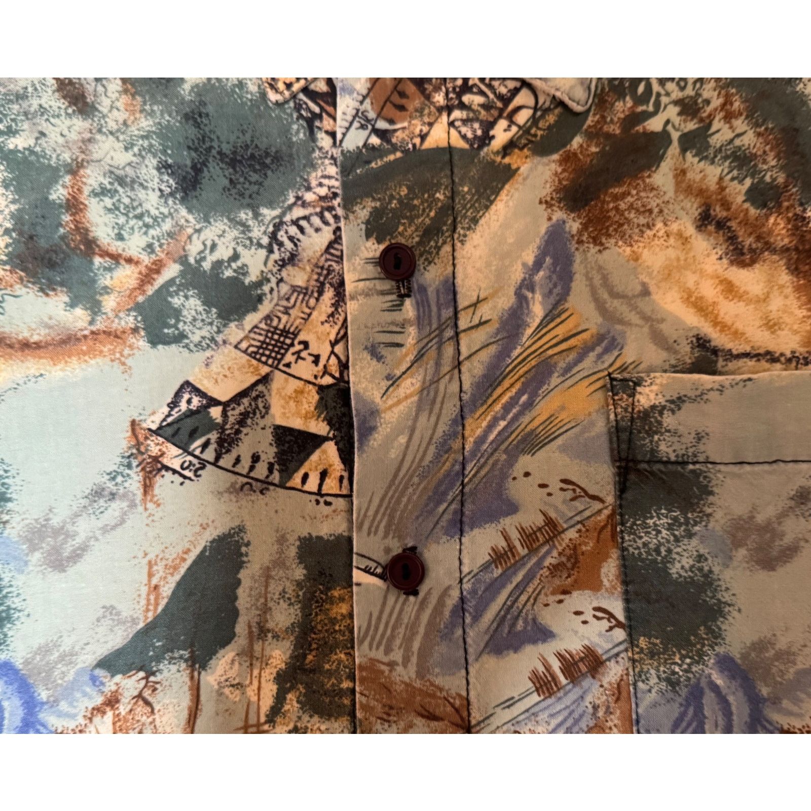 Towncraft Towncraft - 1990s – Abstract Scenic Button-Up Shirt – Size L Size US L / EU 52-54 / 3 - 4 Thumbnail