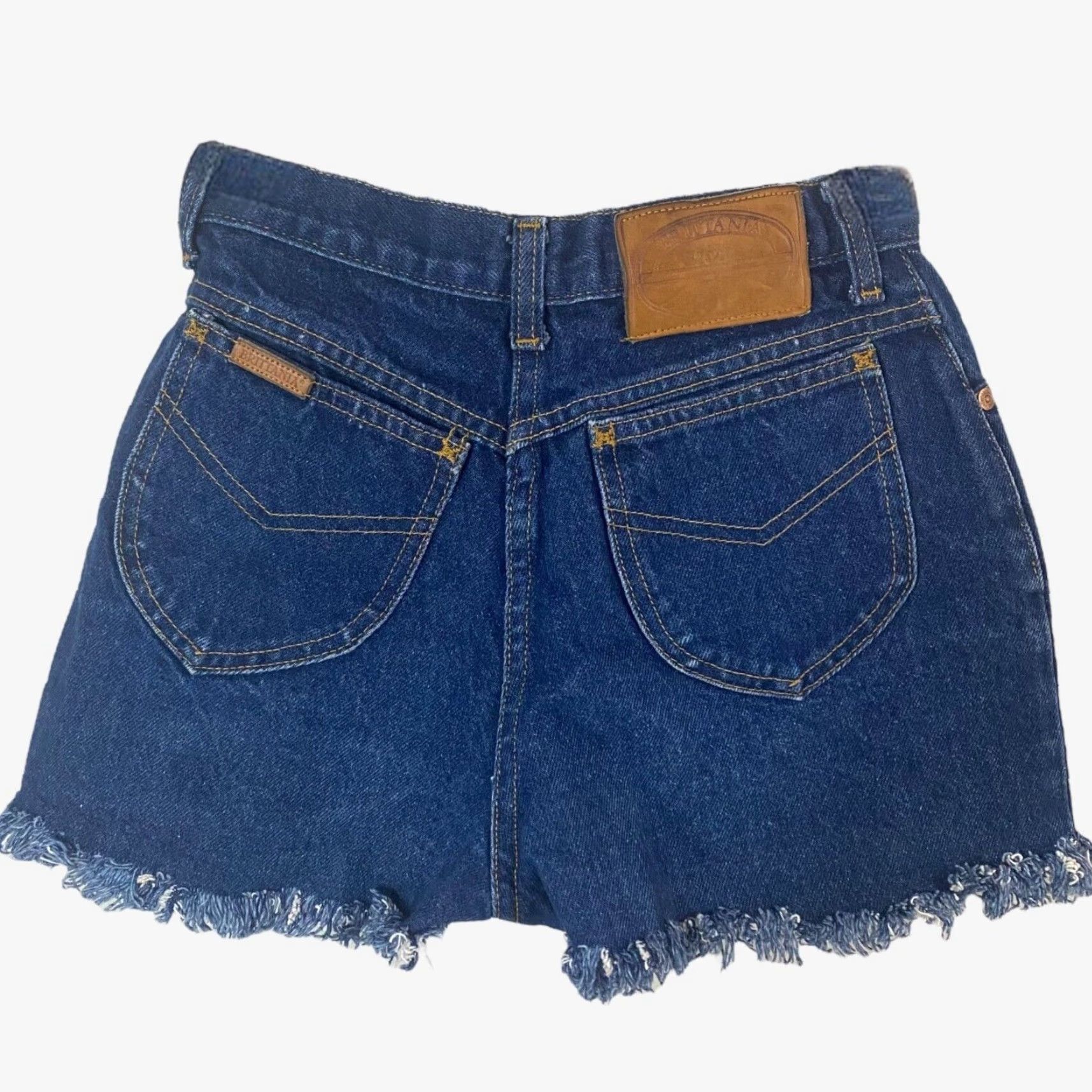 Vintage VINTAGE Brittania High-Waisted Jeans Shorts Womens 5 Blue Medium Wash Raw Hem Denim United States 100% Cotton Womens Brittanya? Size 27" / US 4 / IT 40 - 4 Thumbnail