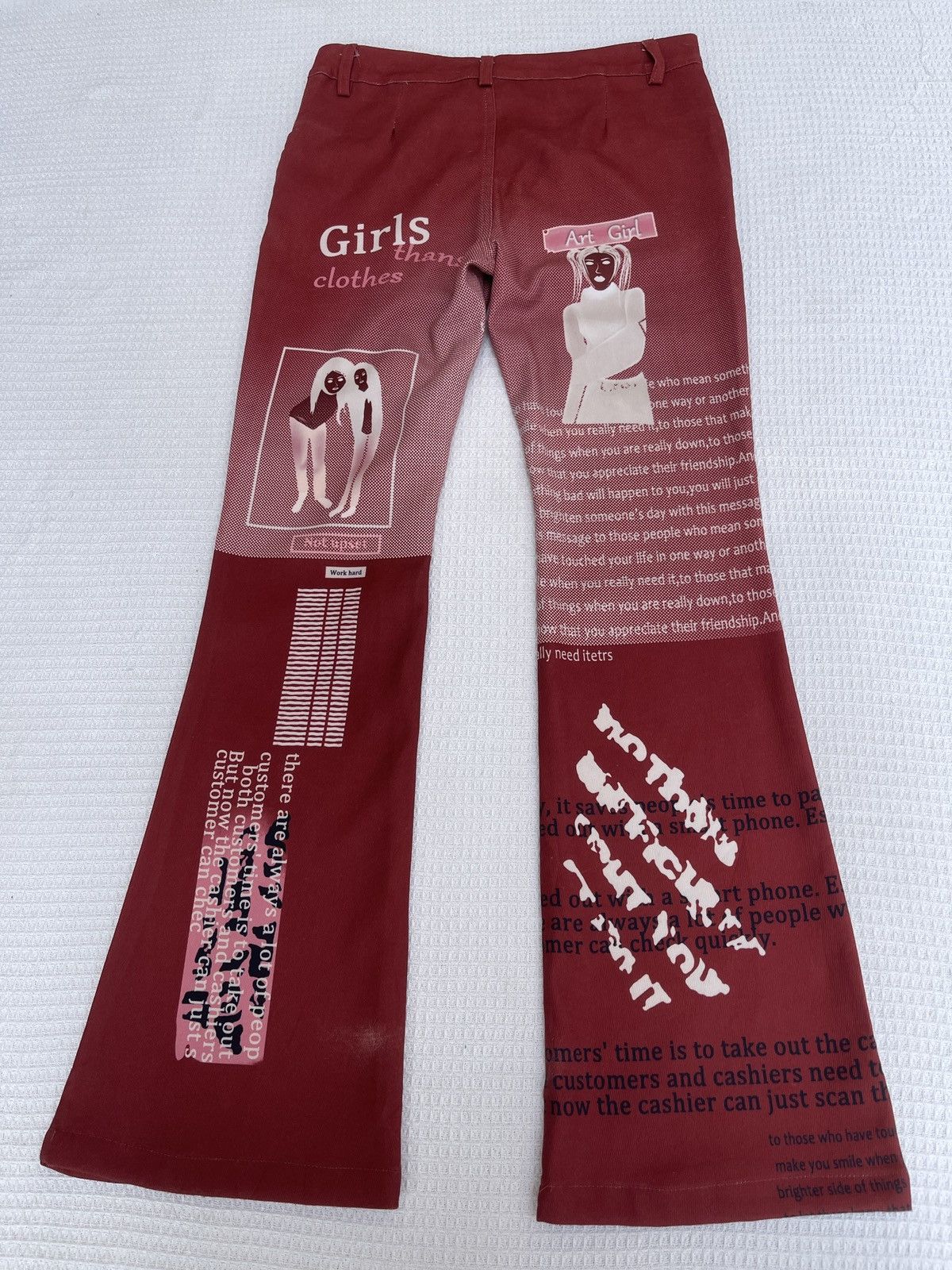 Le Grande Bleu (L.G.B.) Last Drop🔥Rare🔥Japanese Designer Art Girl Nude Flared Pants Size 29" - 3 Thumbnail