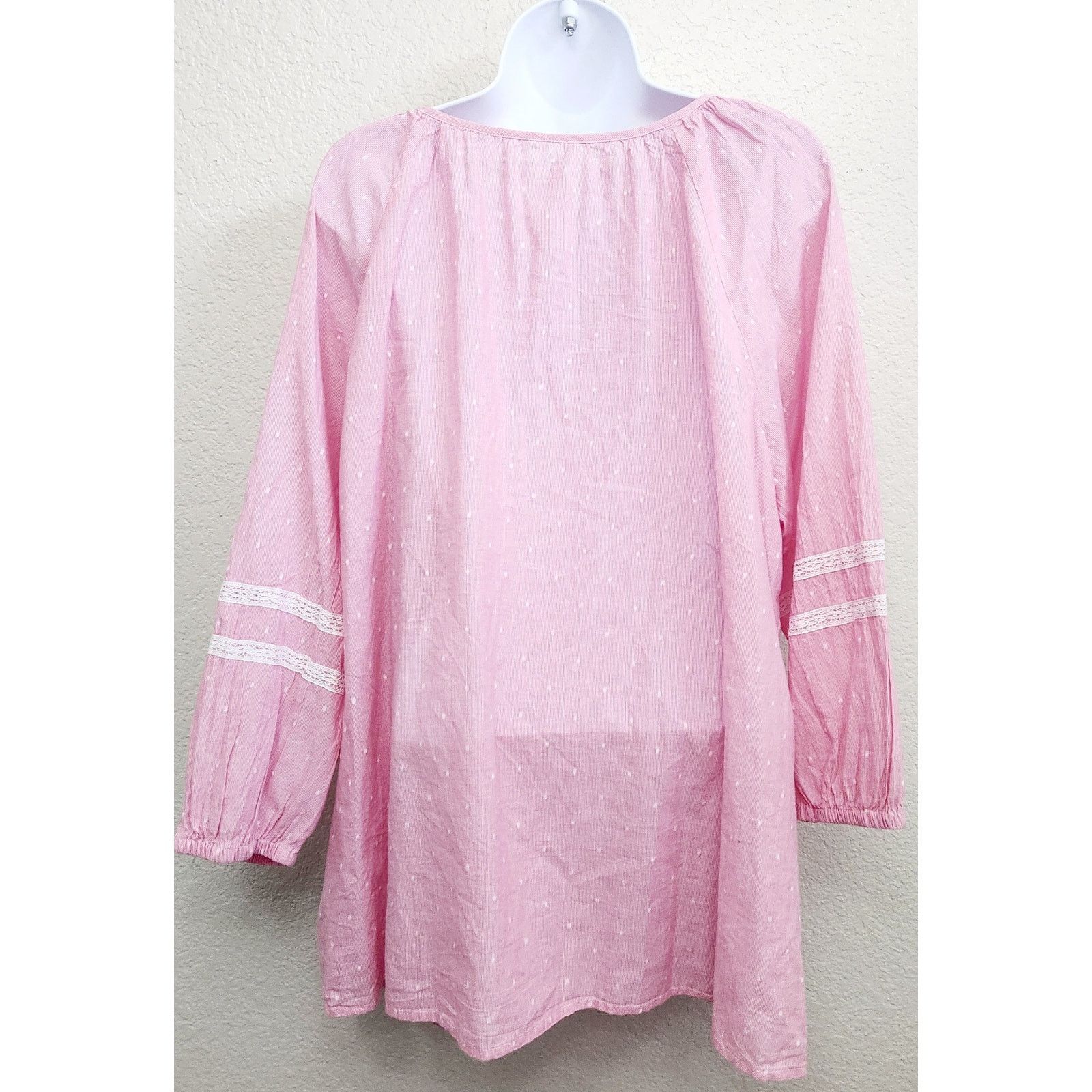 Other St John's Bay Pink Lace/Crochet Detail Peasant Top 1X NWT Size XXL / US 16-18 / IT 52-54 - 4 Thumbnail