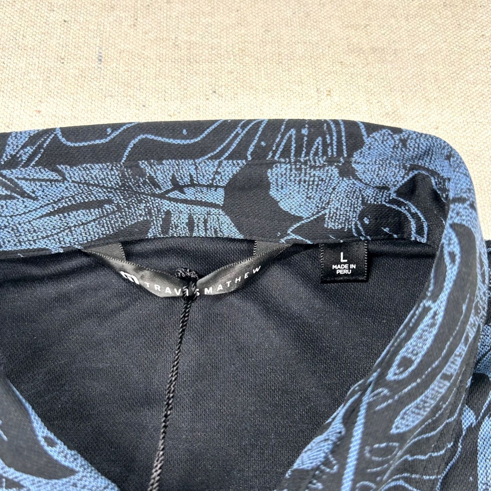 TravisMathew Travis Mathew Shirt Mens L Golf Polo Black Floral All Over Print Mainlanders Size US L / EU 52-54 / 3 - 3 Thumbnail